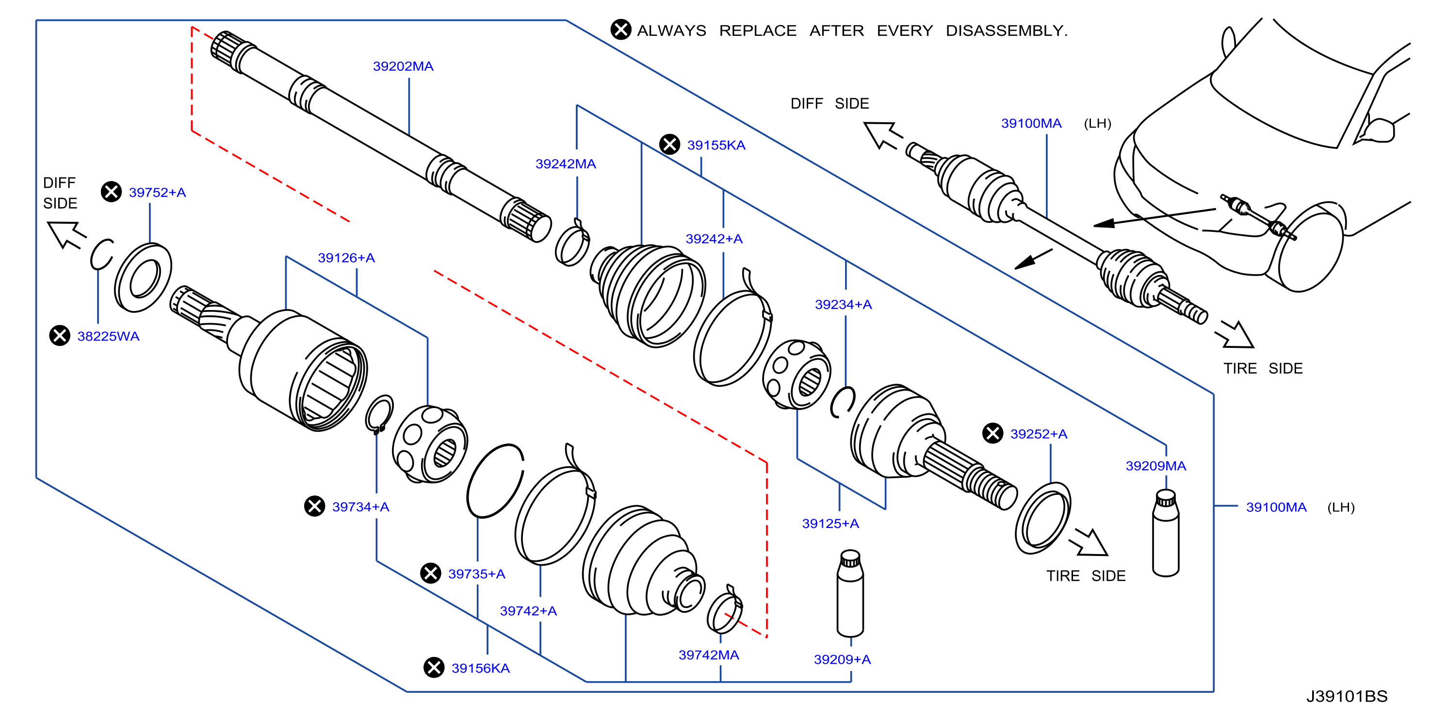Diagram FRONT DRIVE SHAFT (FF) for your 2007 INFINITI QX56   