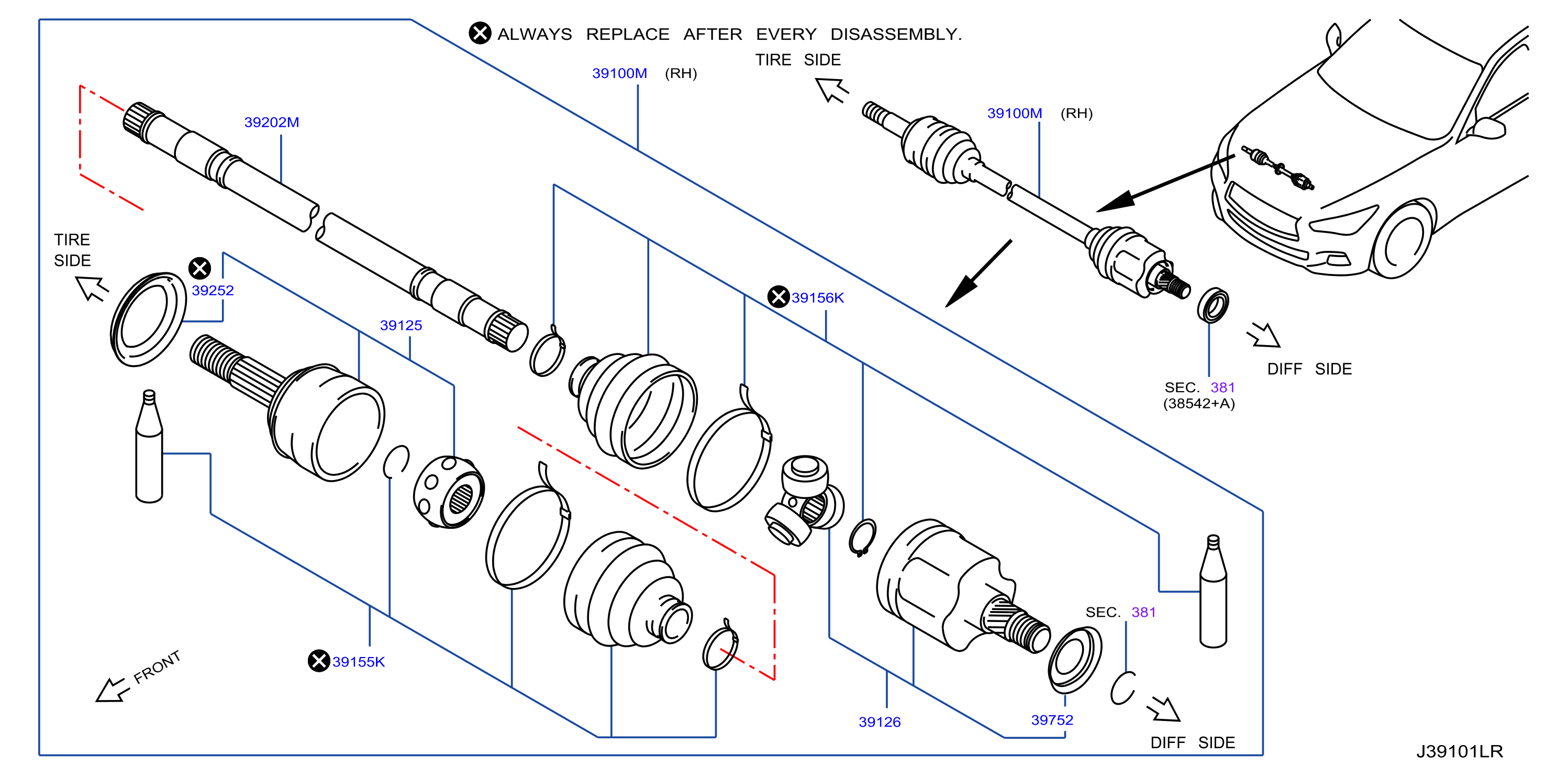 Diagram FRONT DRIVE SHAFT (FF) for your 2010 INFINITI Q60   