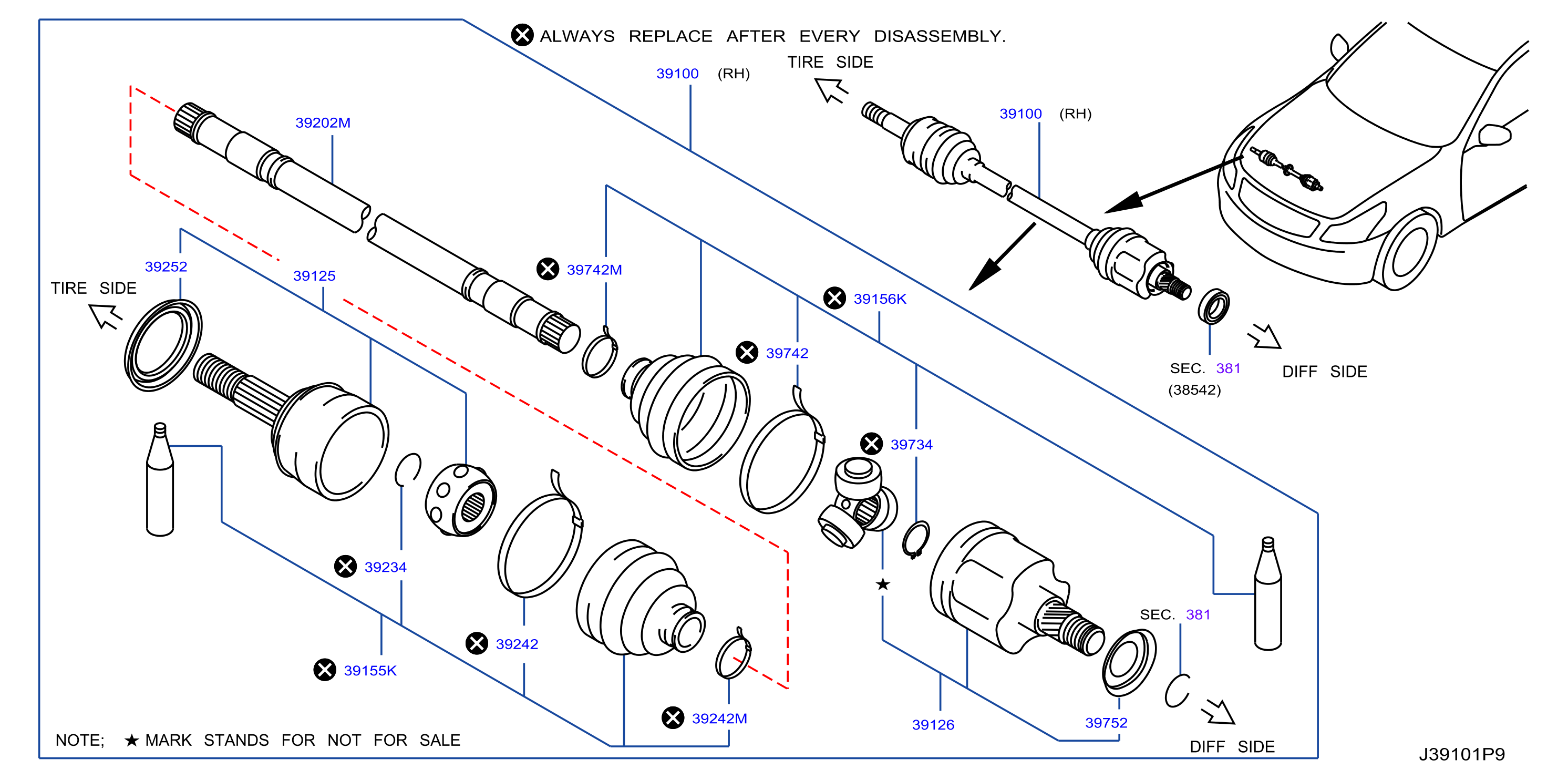 Diagram FRONT DRIVE SHAFT (FF) for your 2009 INFINITI G37X   