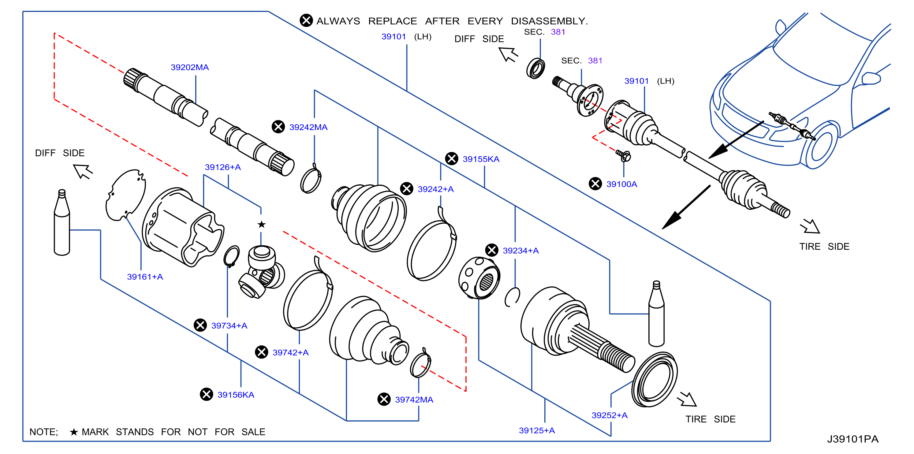 Diagram ÁRBOL DE MANDO DELANTERO (TRAC DEL) for your 2013 INFINITI M56 SEDAN P/PKG  