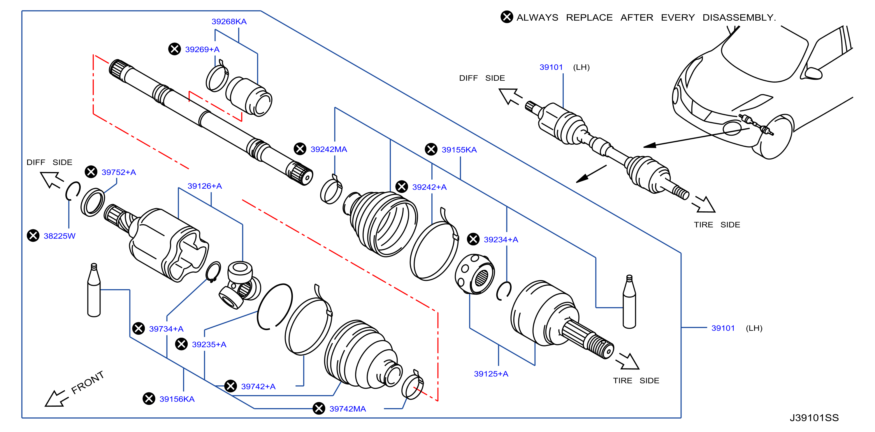 Diagram FRONT DRIVE SHAFT (FF) for your 2019 Nissan Sentra   