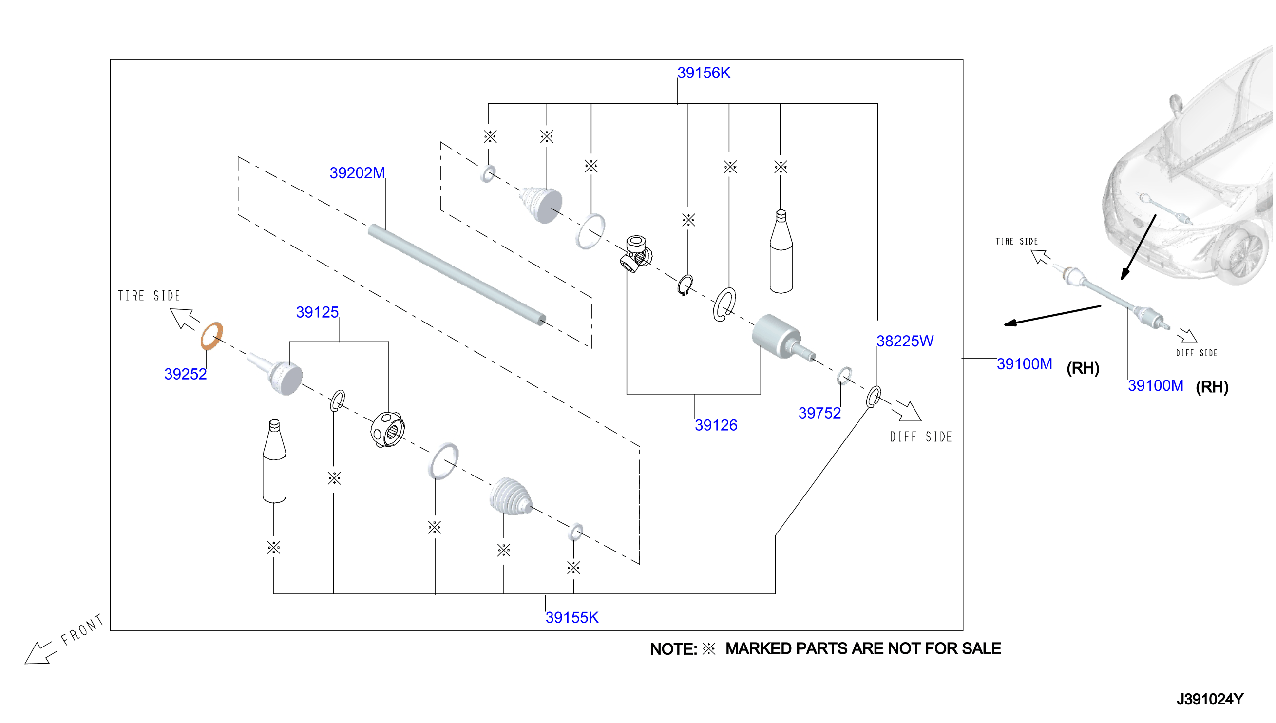 Diagram FRONT DRIVE SHAFT (FF) for your 2017 Nissan Sentra   