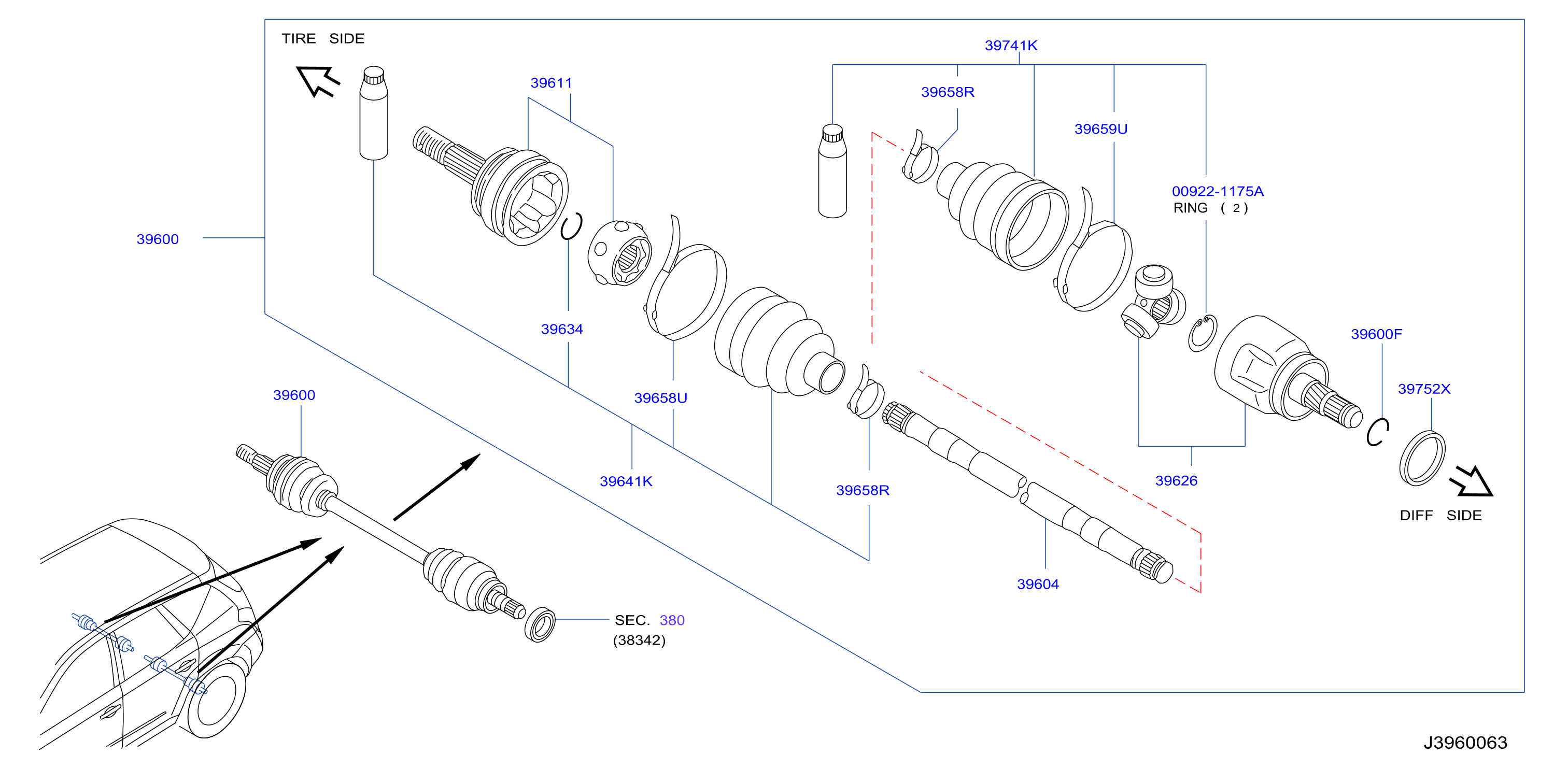 Diagram REAR DRIVE SHAFT for your 2019 Nissan Rogue HATCHBACK S  
