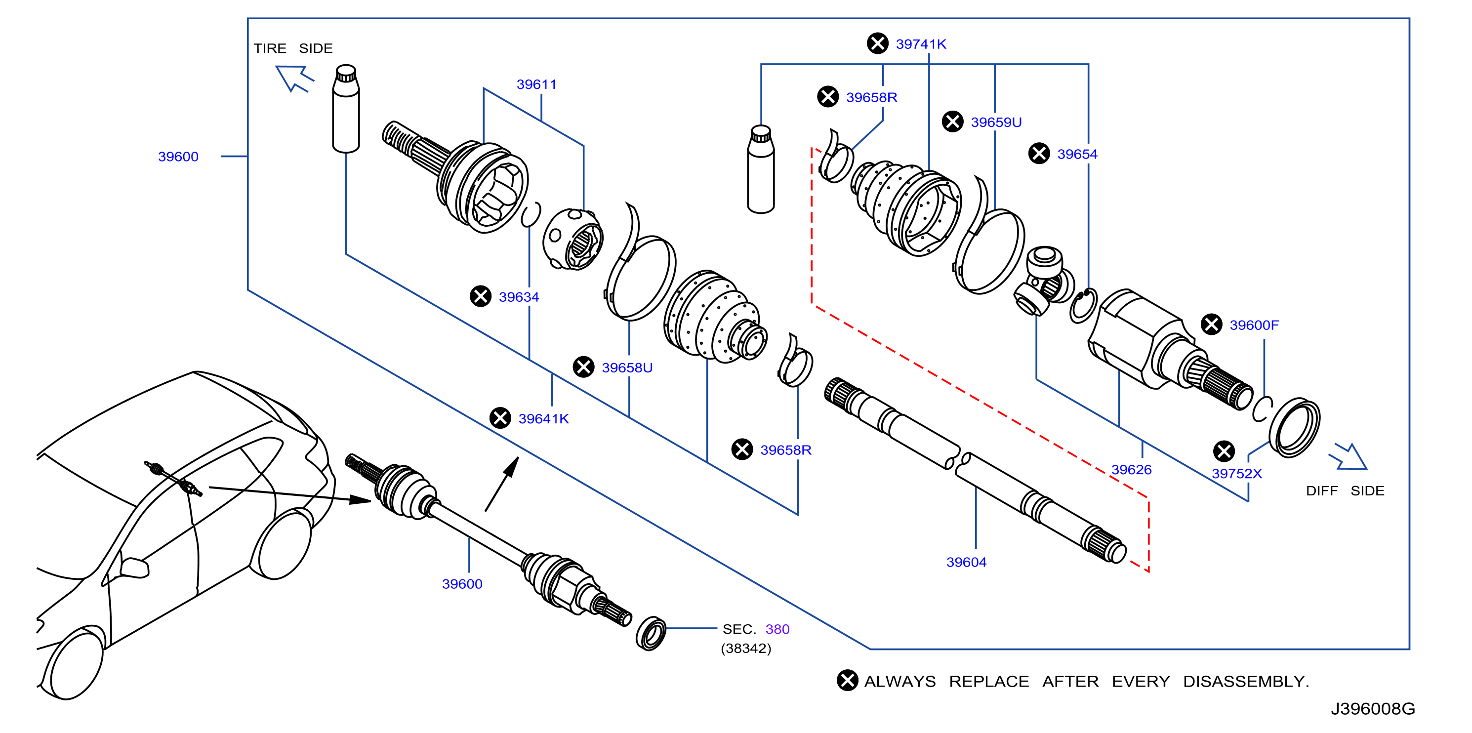 Diagram REAR DRIVE SHAFT for your 2019 Nissan Rogue HATCHBACK S  