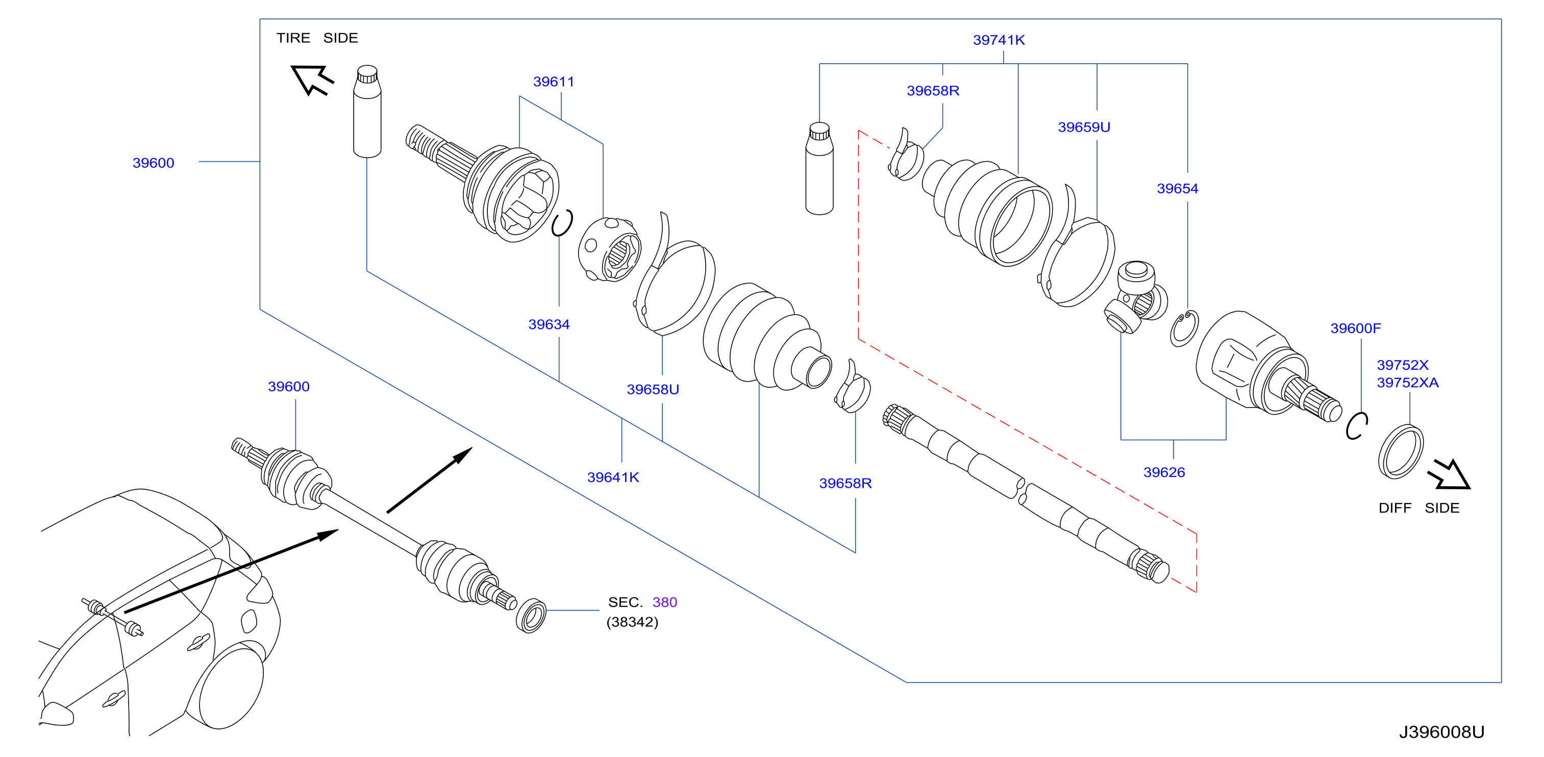 Diagram REAR DRIVE SHAFT for your 2019 Nissan Rogue HATCHBACK S  