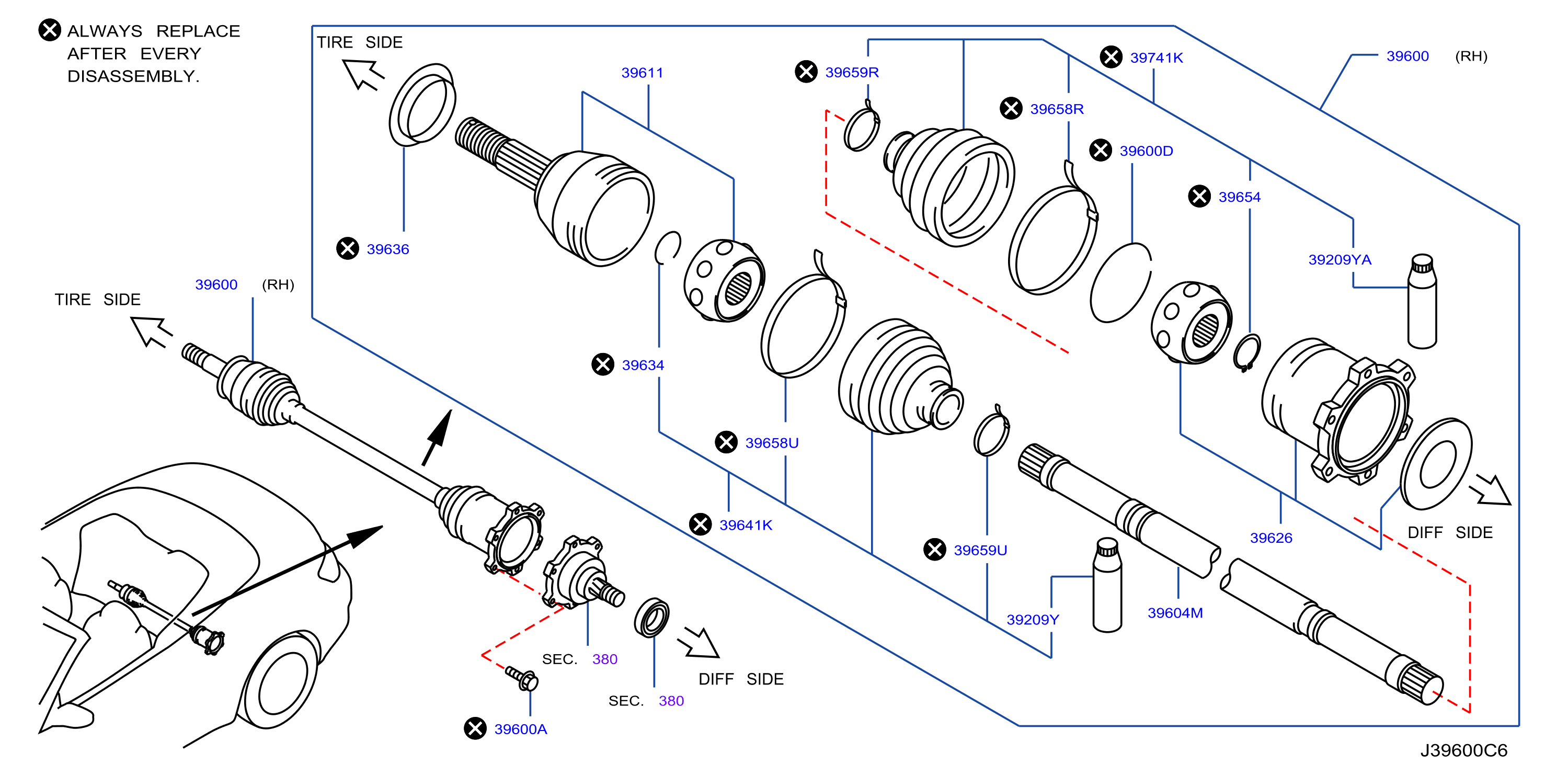 Diagram REAR DRIVE SHAFT for your 1996 INFINITI