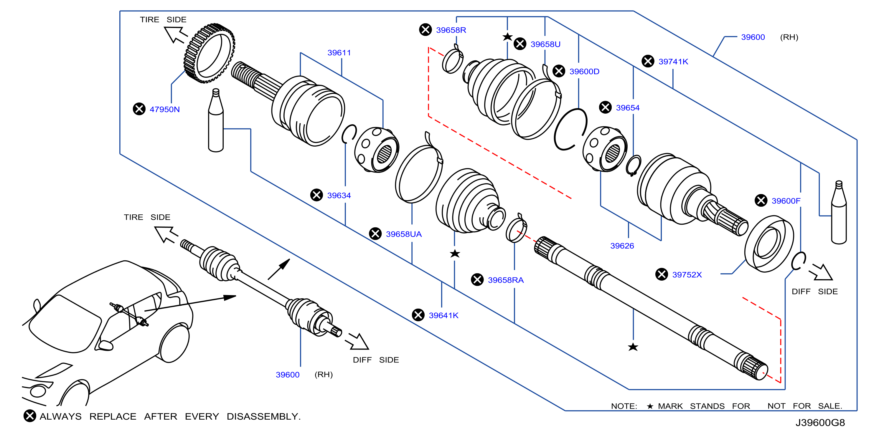 Diagram REAR DRIVE SHAFT for your 2007 Nissan Murano   