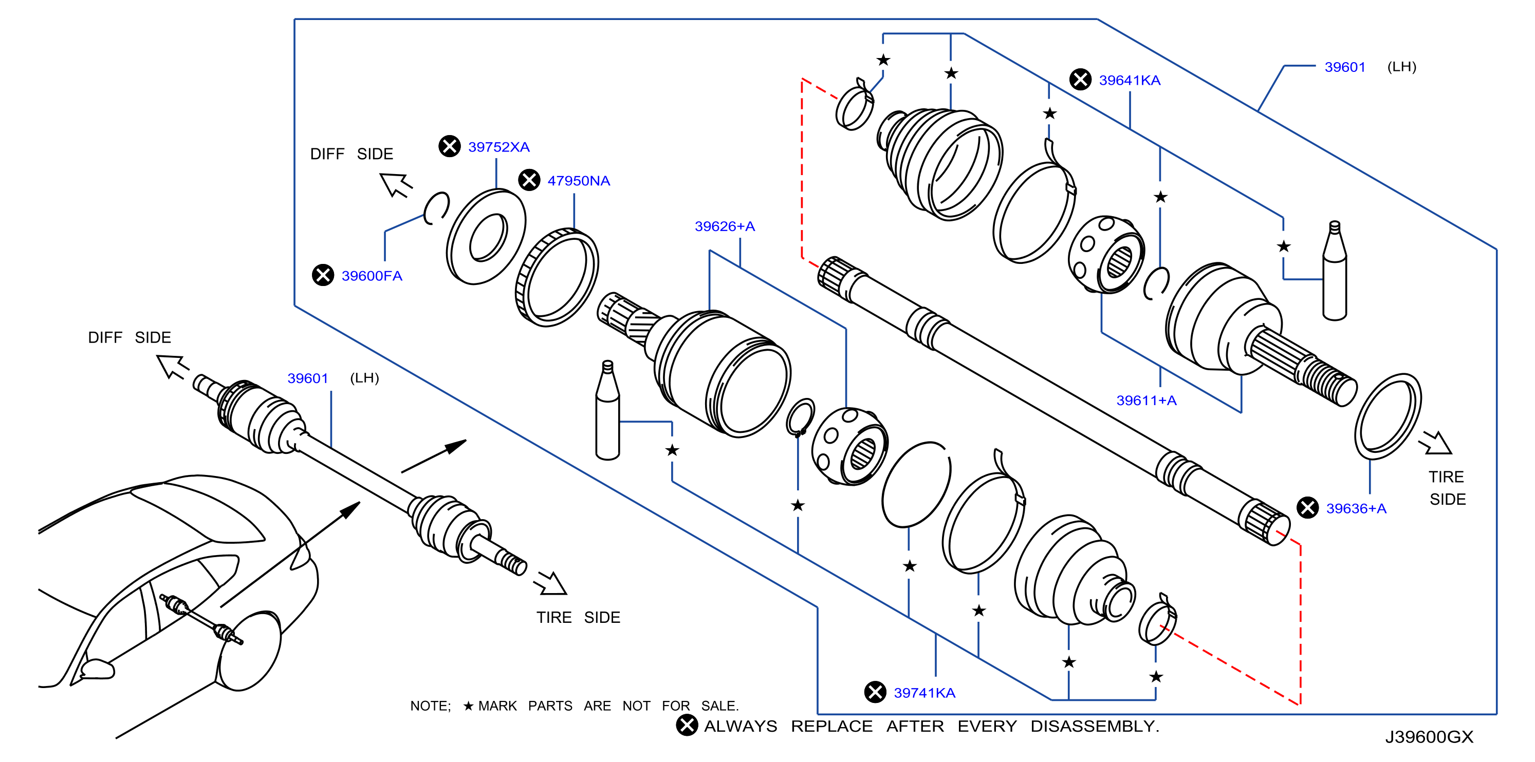 Diagram REAR DRIVE SHAFT for your INFINITI