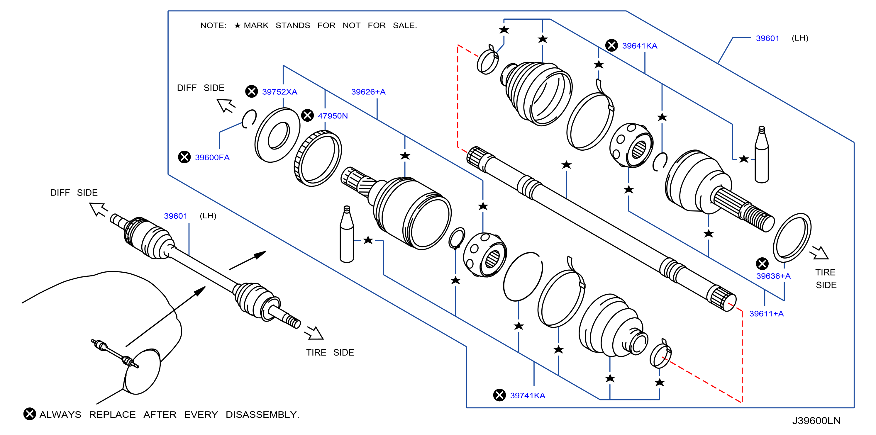 Diagram REAR DRIVE SHAFT for your 1997 INFINITI QX4   