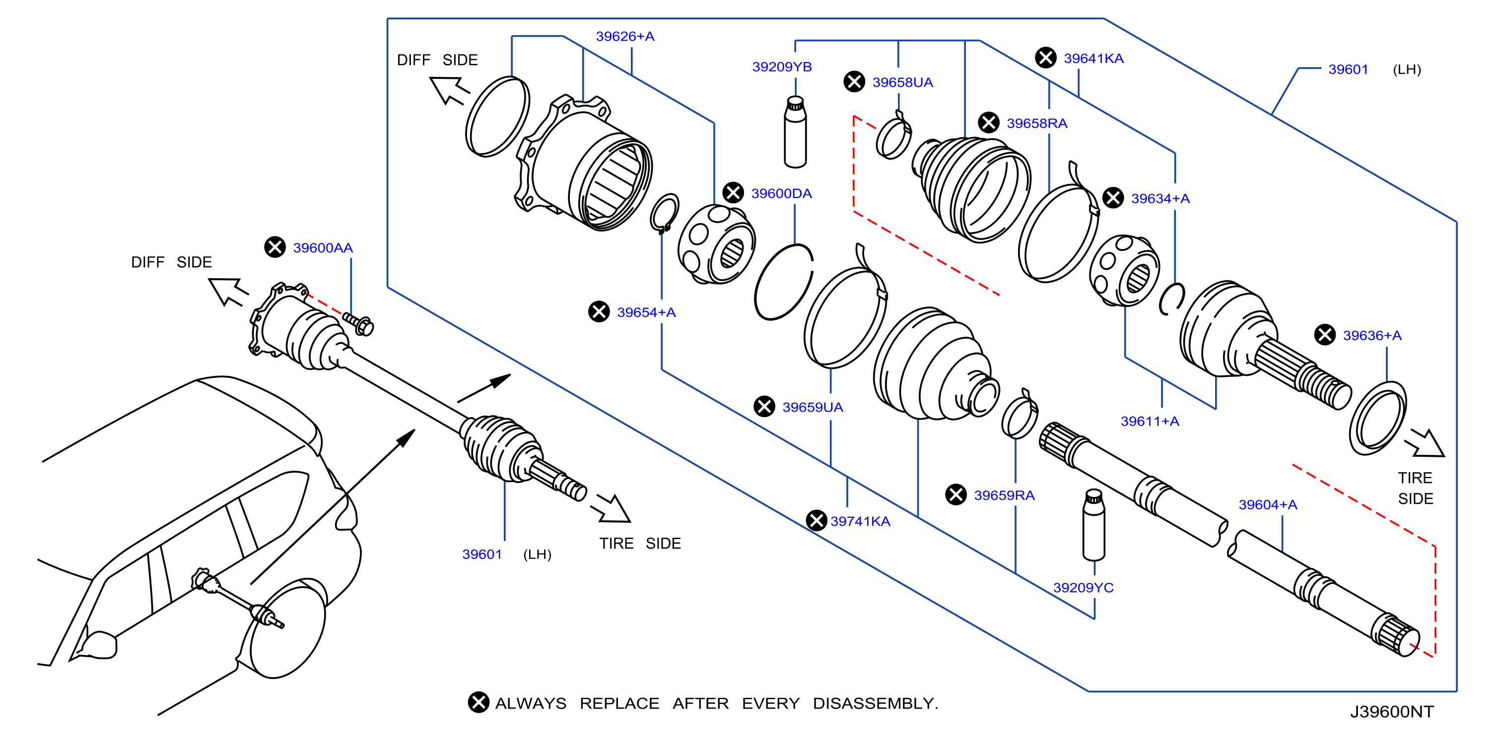 Diagram REAR DRIVE SHAFT for your 2007 Nissan Murano   
