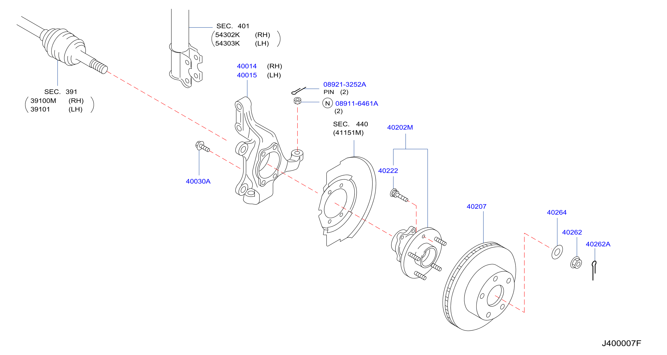 Diagram FRONT AXLE for your 2005 INFINITI FX45   