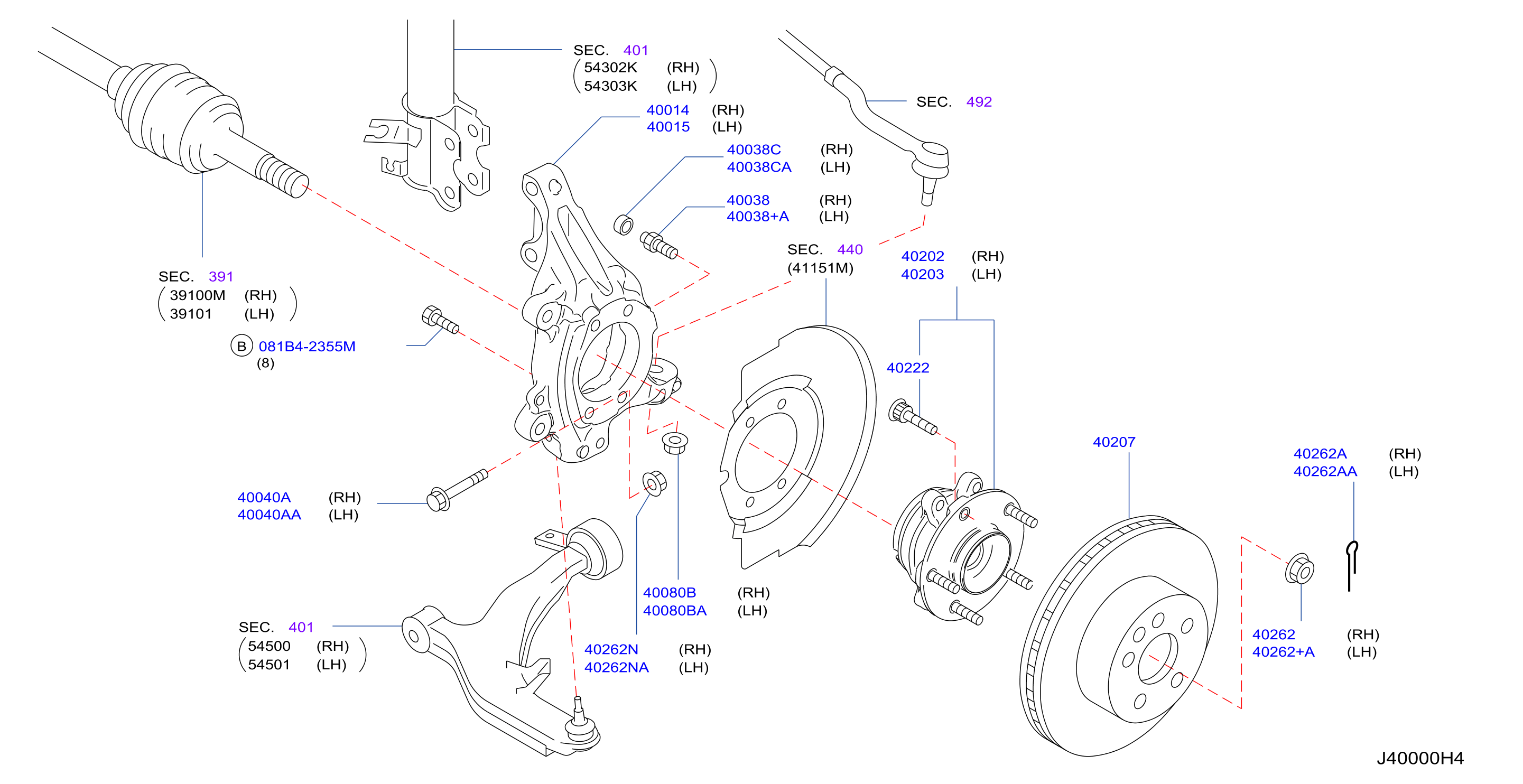 Diagram FRONT AXLE for your 2009 Nissan Murano WAGON S 3.5L V6 CVT 4WD/AWD 