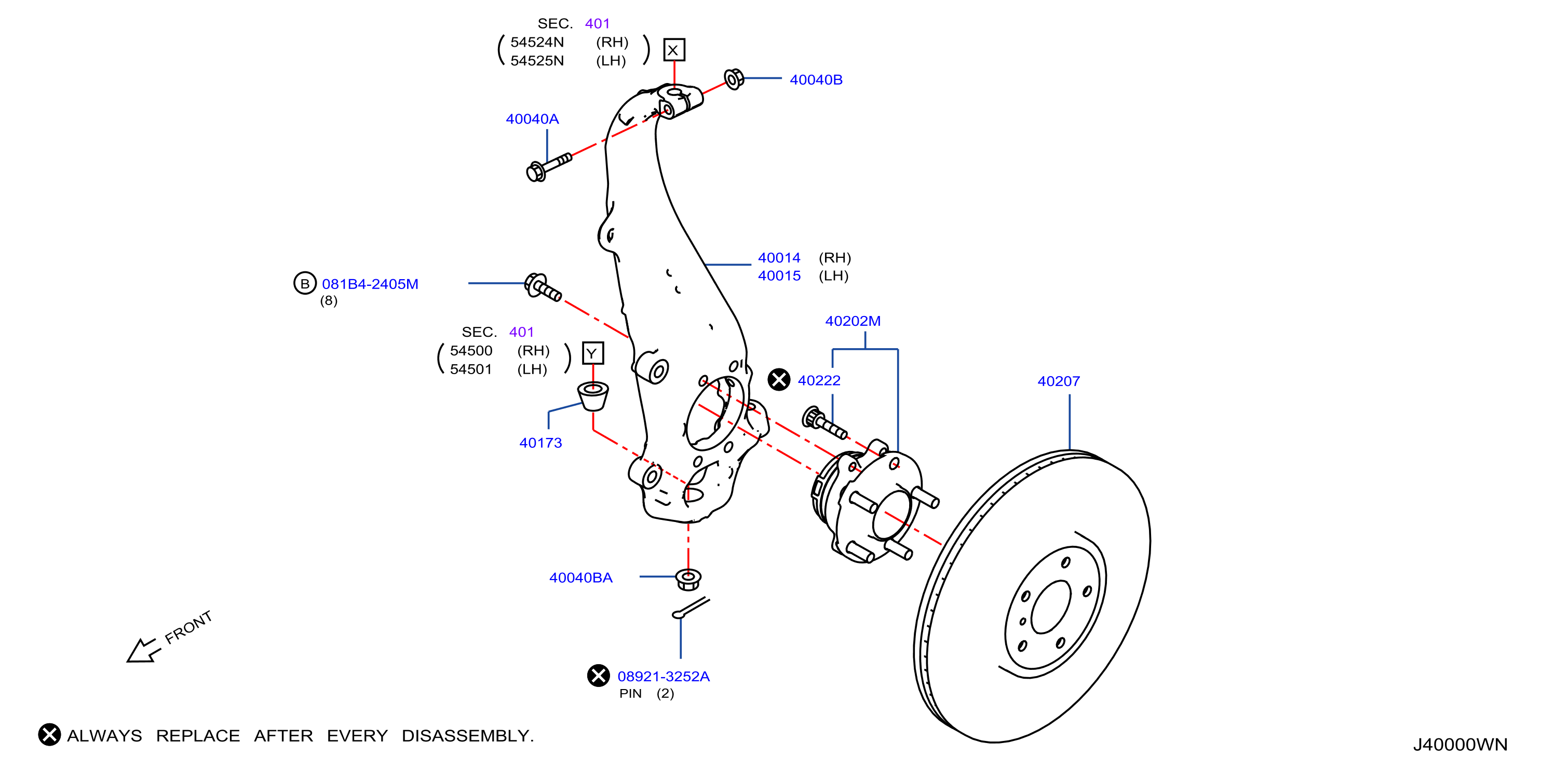 Diagram FRONT AXLE for your 2008 INFINITI QX50   