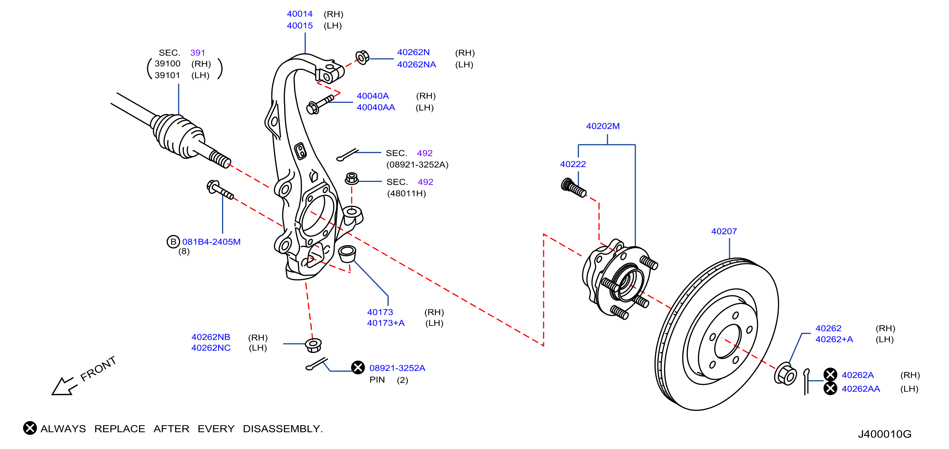 Diagram EJE DELANTERO for your INFINITI