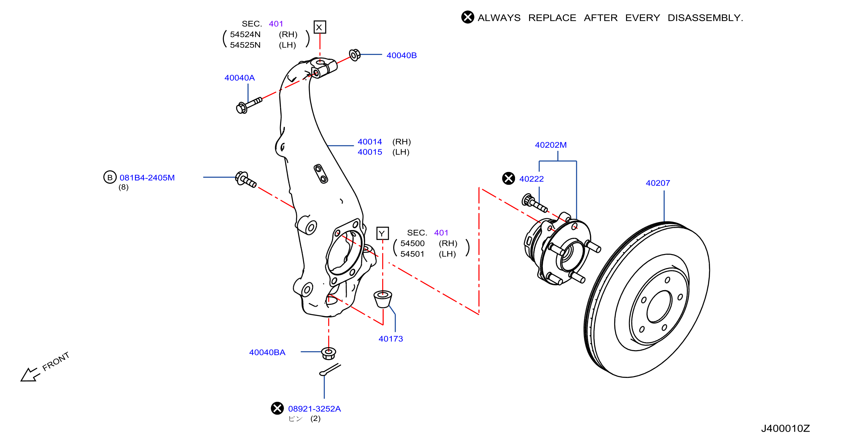 Diagram FRONT AXLE for your 2007 INFINITI Q40   