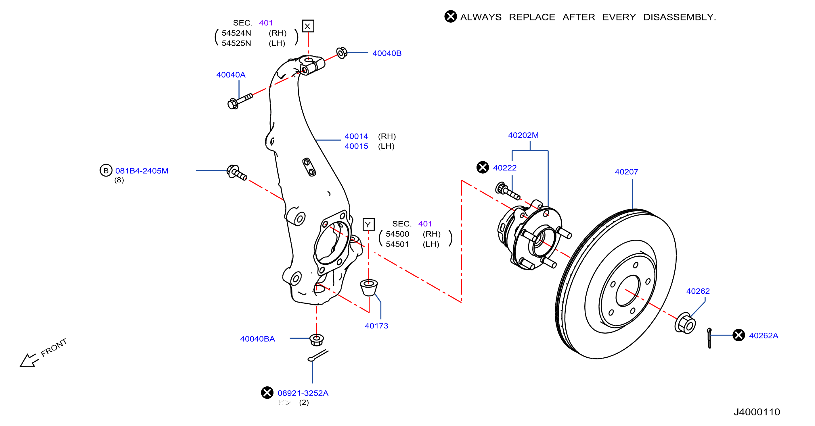 Diagram FRONT AXLE for your 2009 INFINITI FX50   