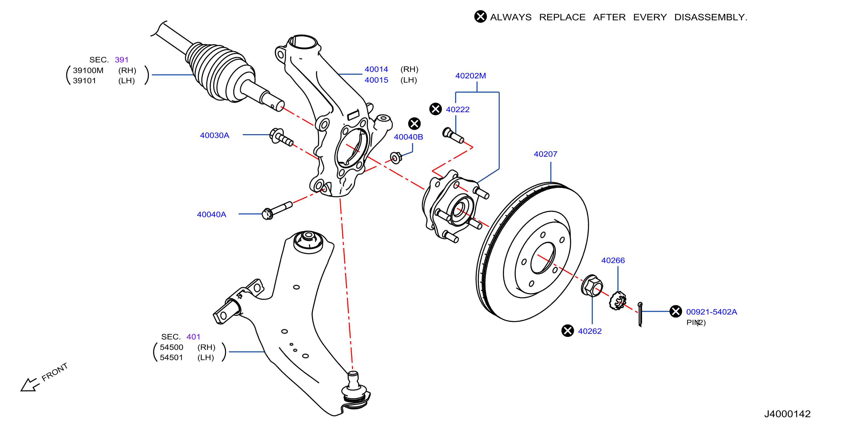 40015-4CE0A - Steering Knuckle (Left) - Genuine Nissan Part