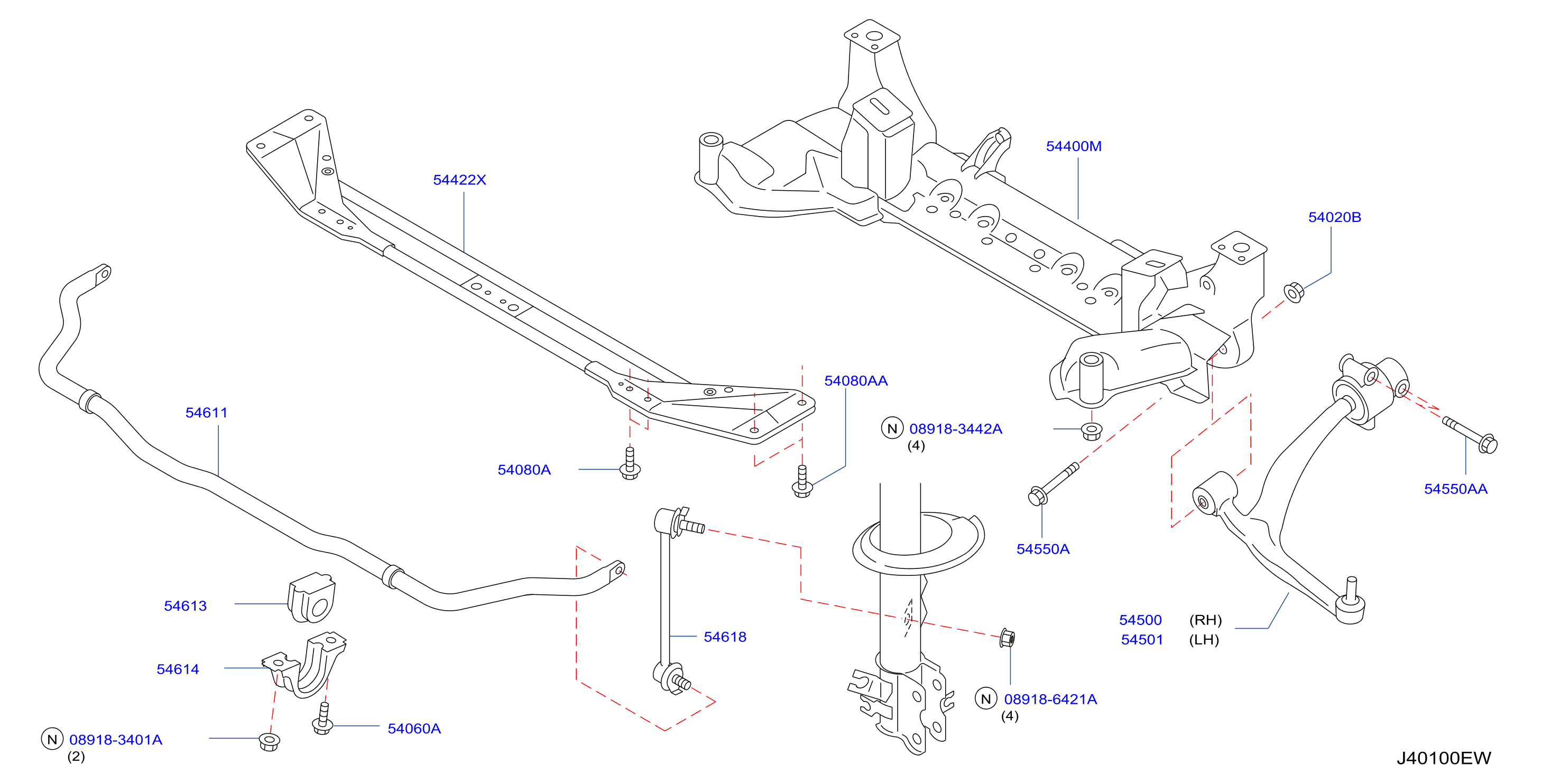 Diagram FRONT SUSPENSION for your 2005 INFINITI FX35 3.5L V6 AT 4WD  