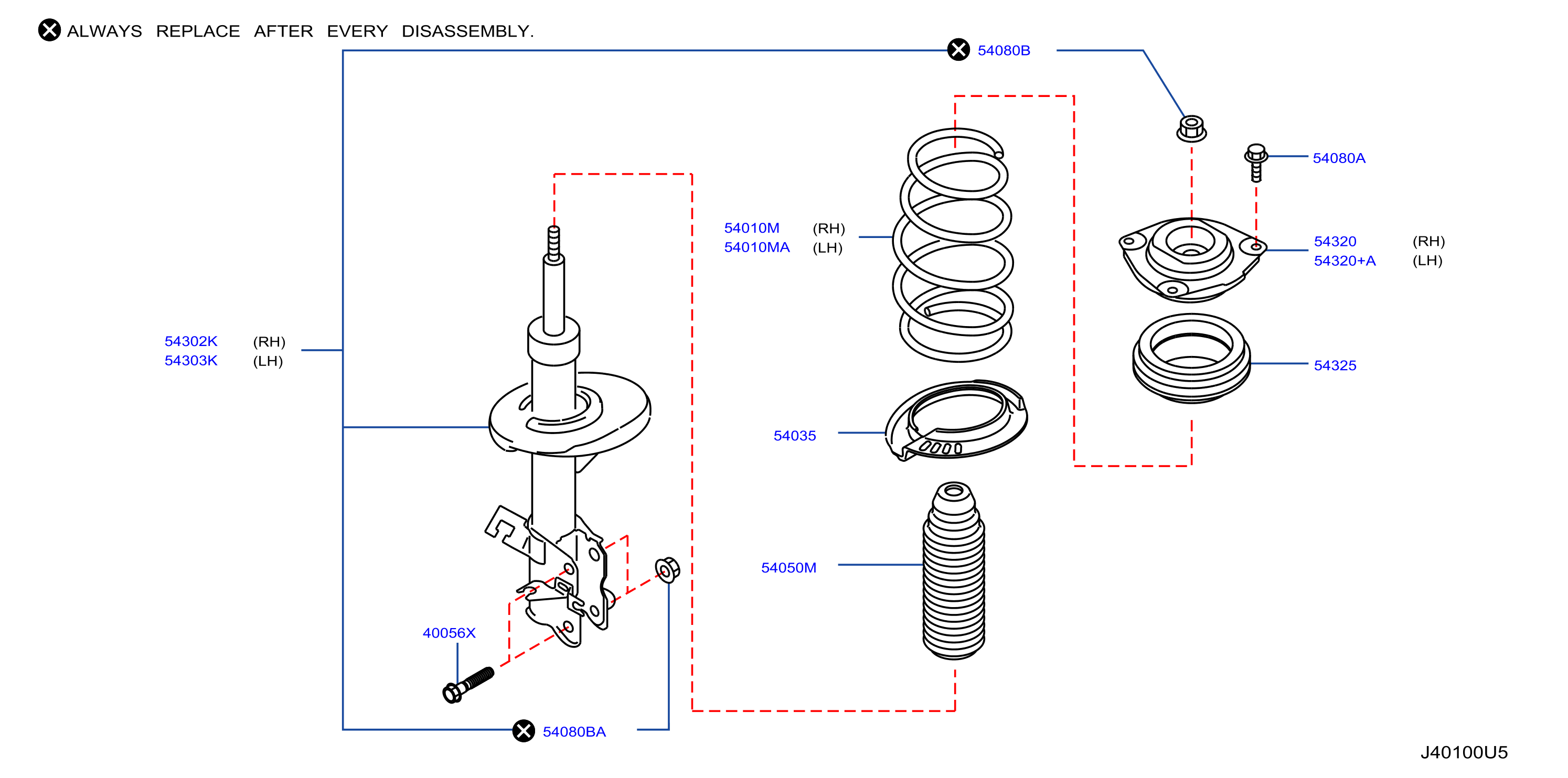 Diagram FRONT SUSPENSION for your Nissan