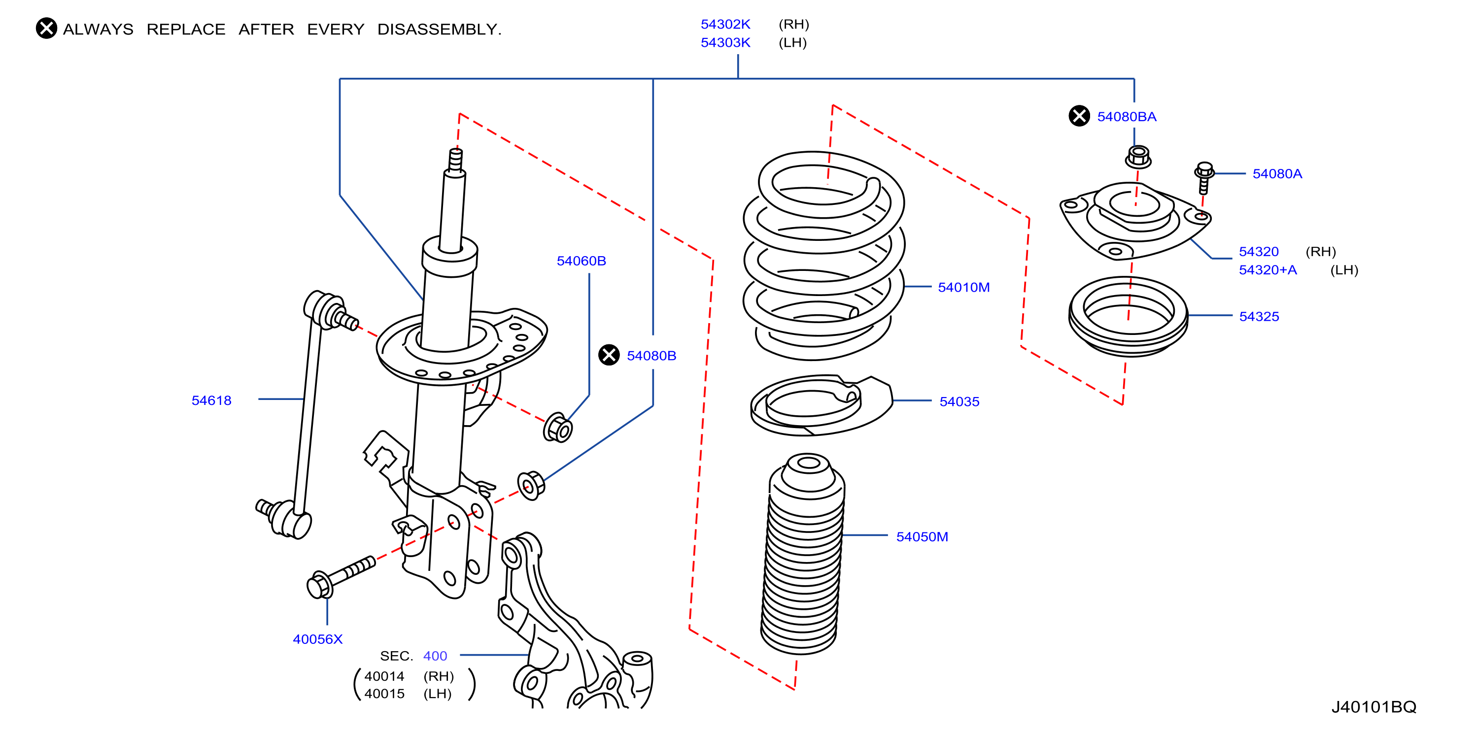 Diagram FRONT SUSPENSION for your Nissan