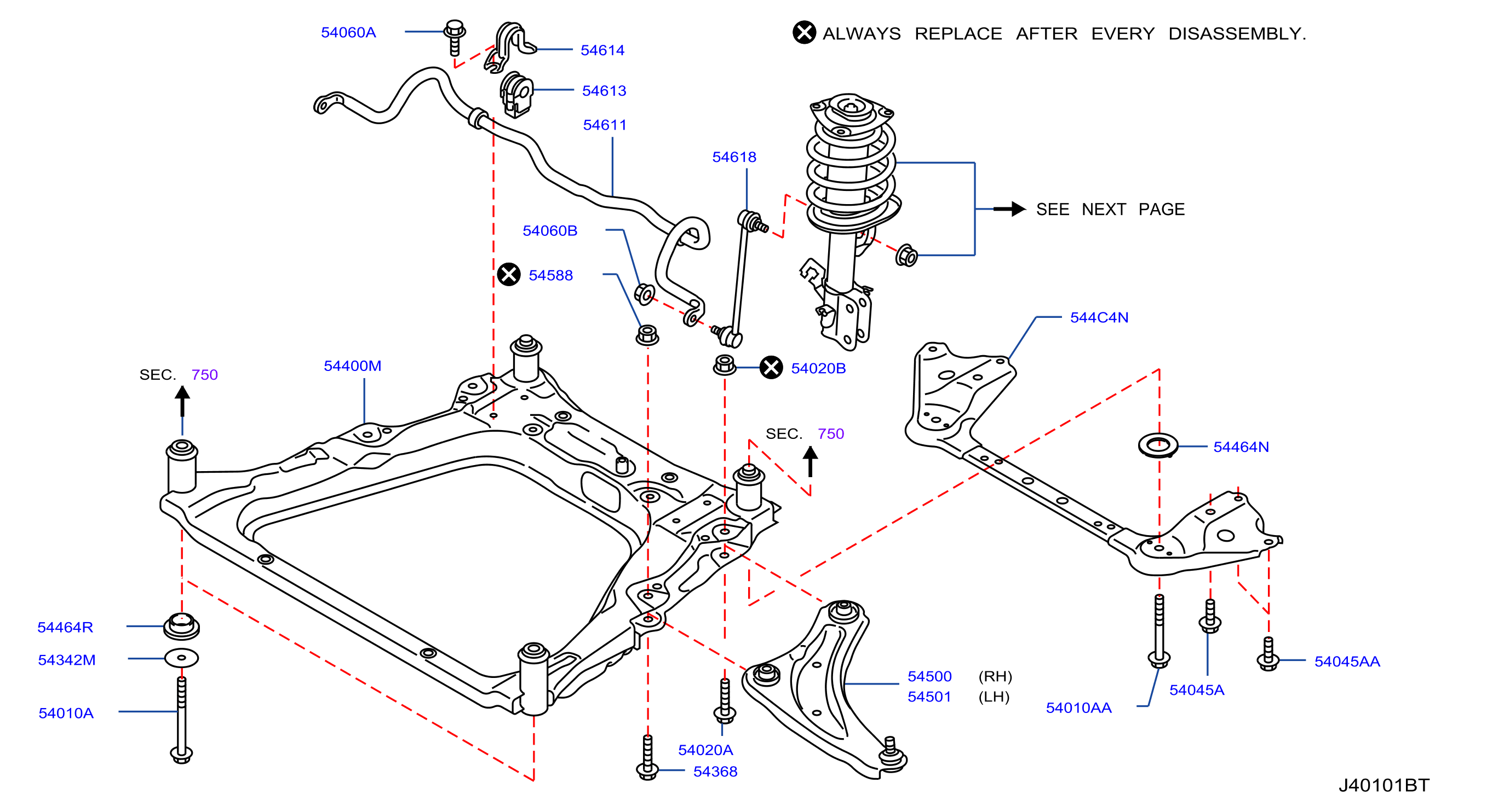 Diagram SUSPENSIÓN DELANTERA for your 2018 Nissan NV200   
