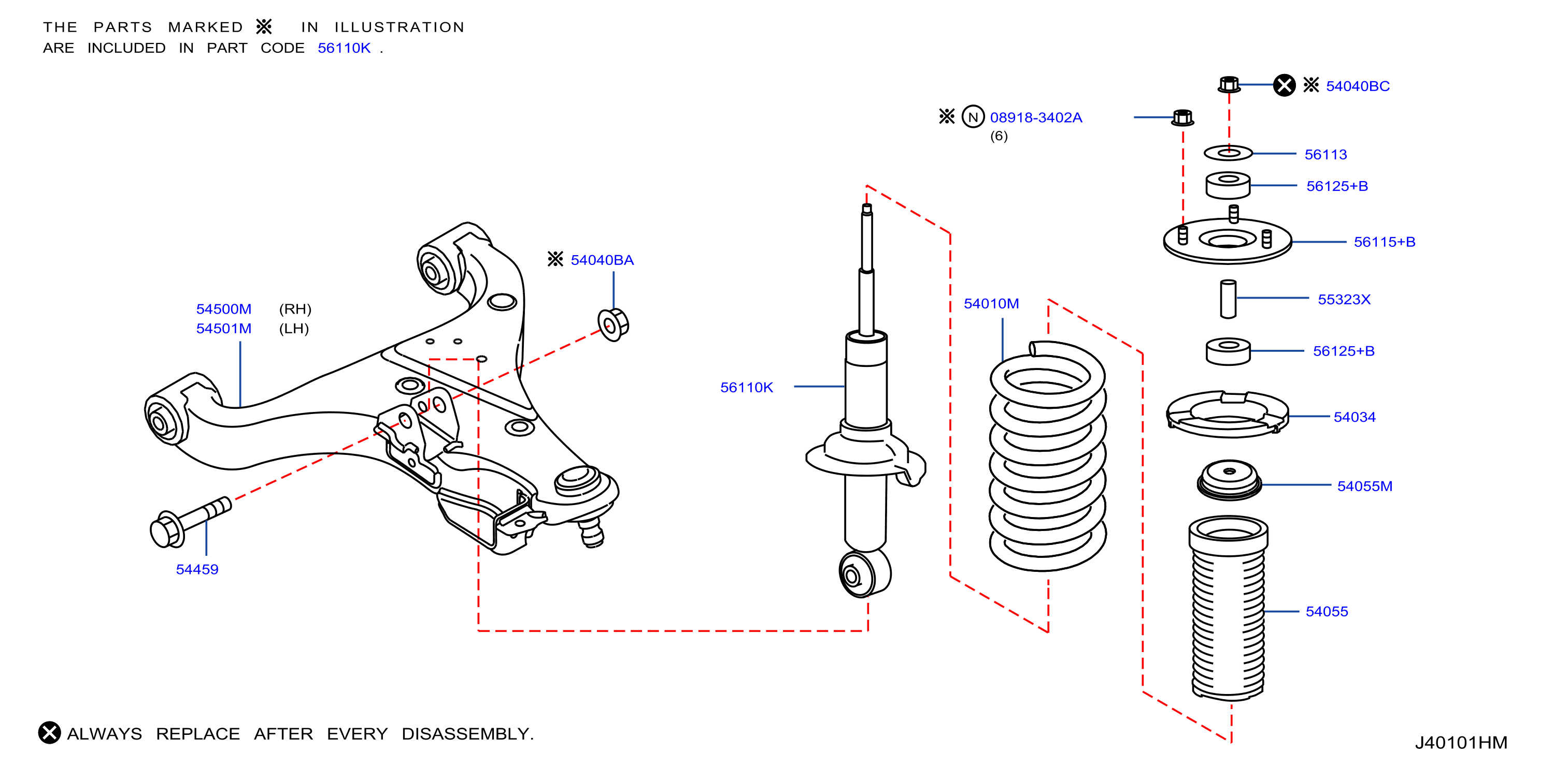 Diagram SUSPENSIÓN DELANTERA for your 2015 INFINITI QX50   