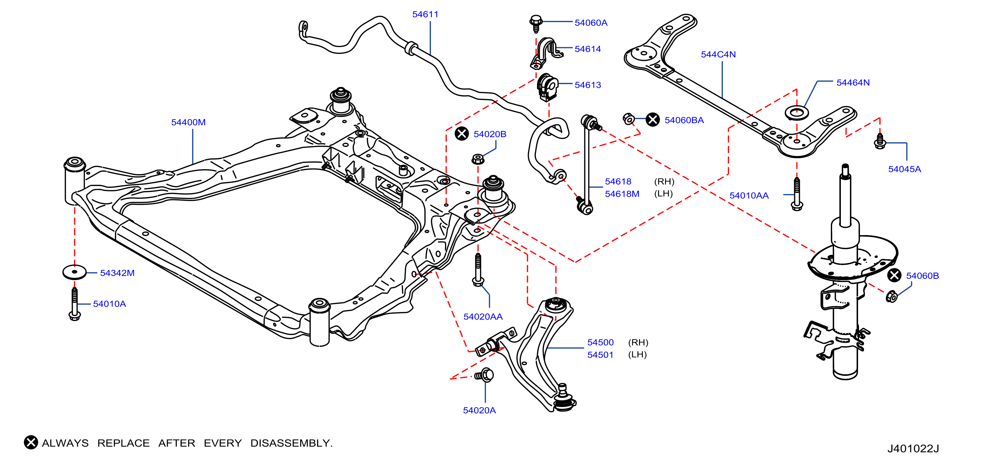 Diagram FRONT SUSPENSION for your Nissan