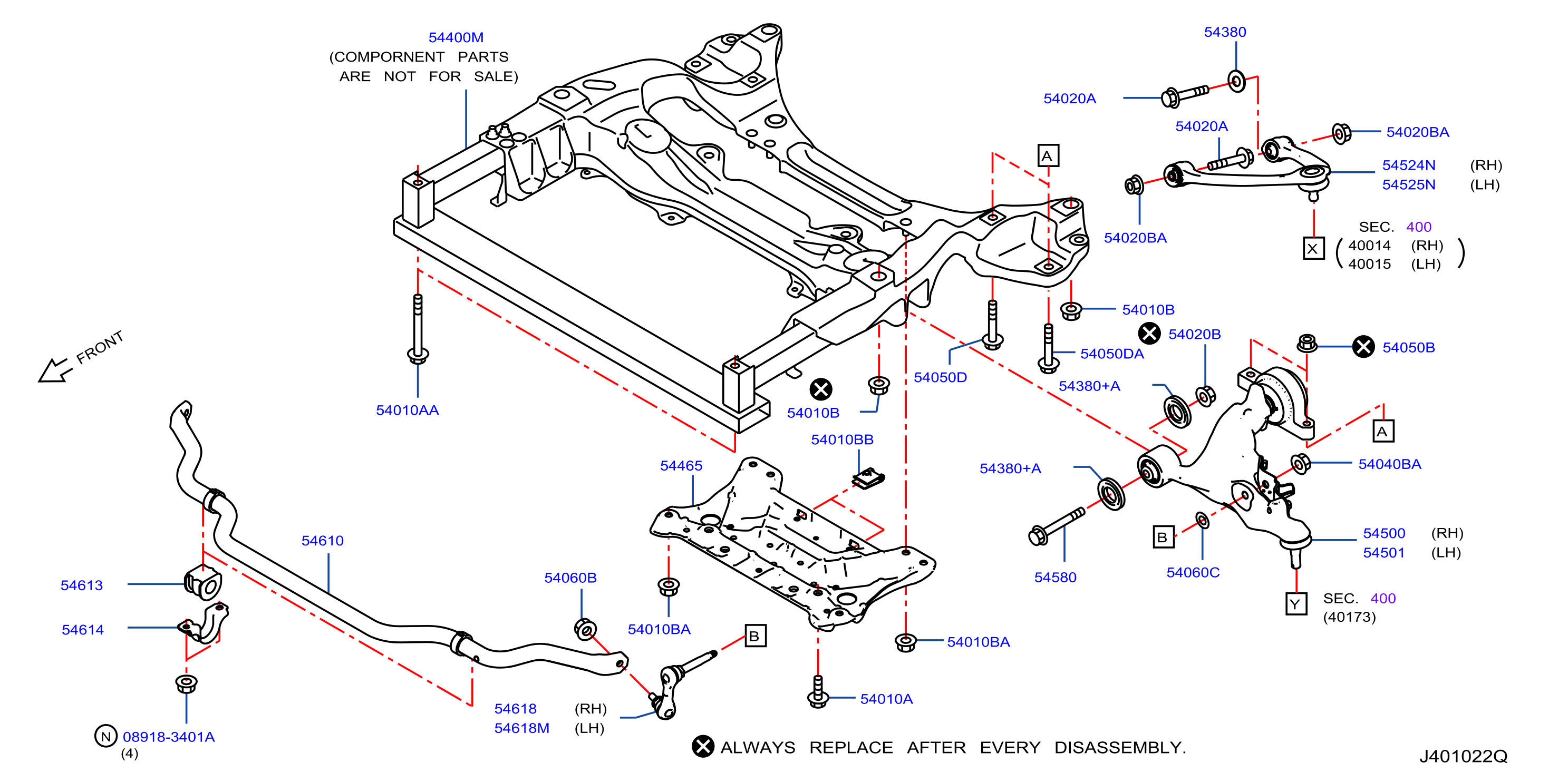 Diagram FRONT SUSPENSION for your 2019 INFINITI JX35   
