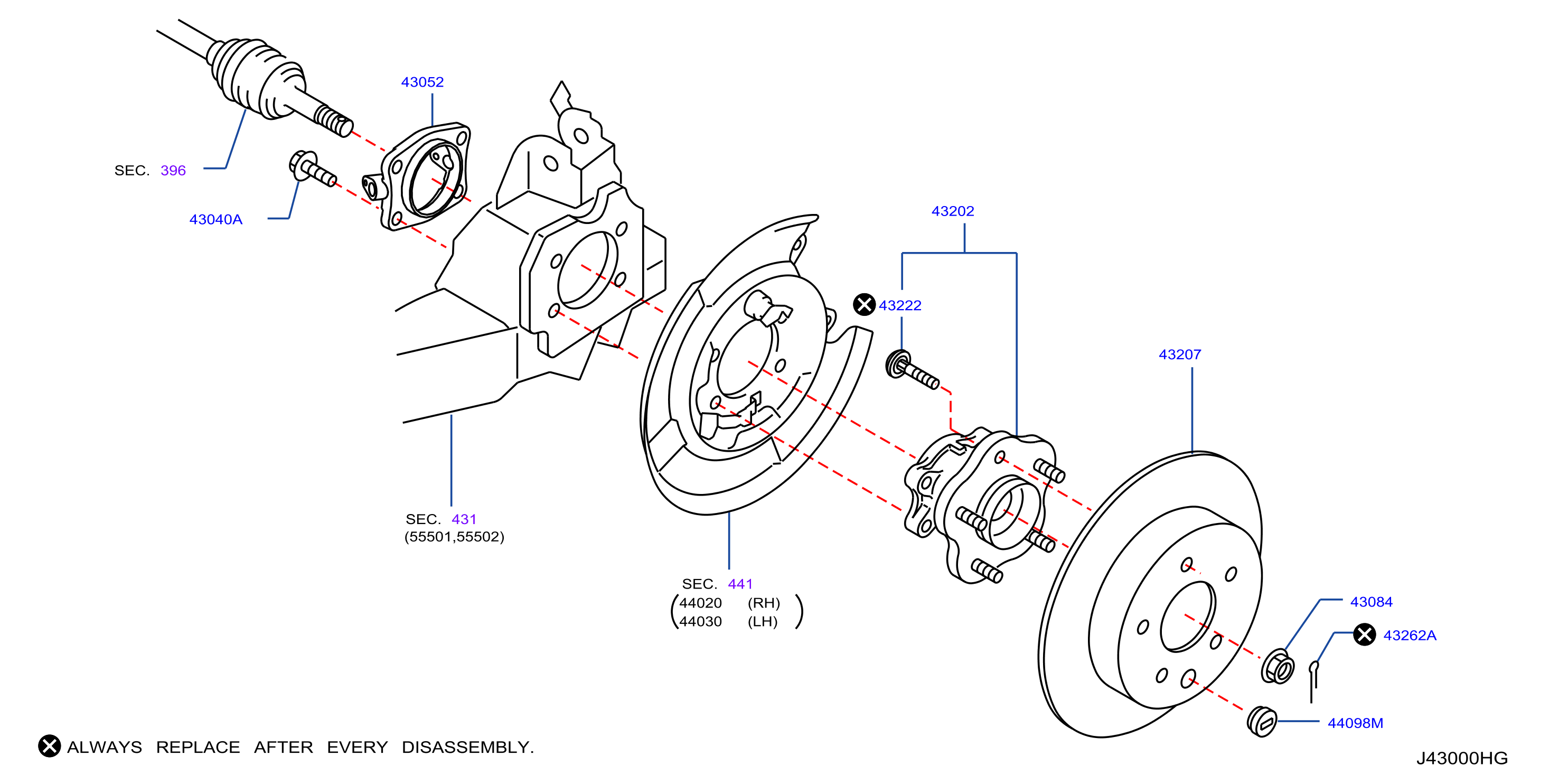 Nissan Altima Wheel Bearing and Hub (Rear) - 43202-JG21A - Genuine ...