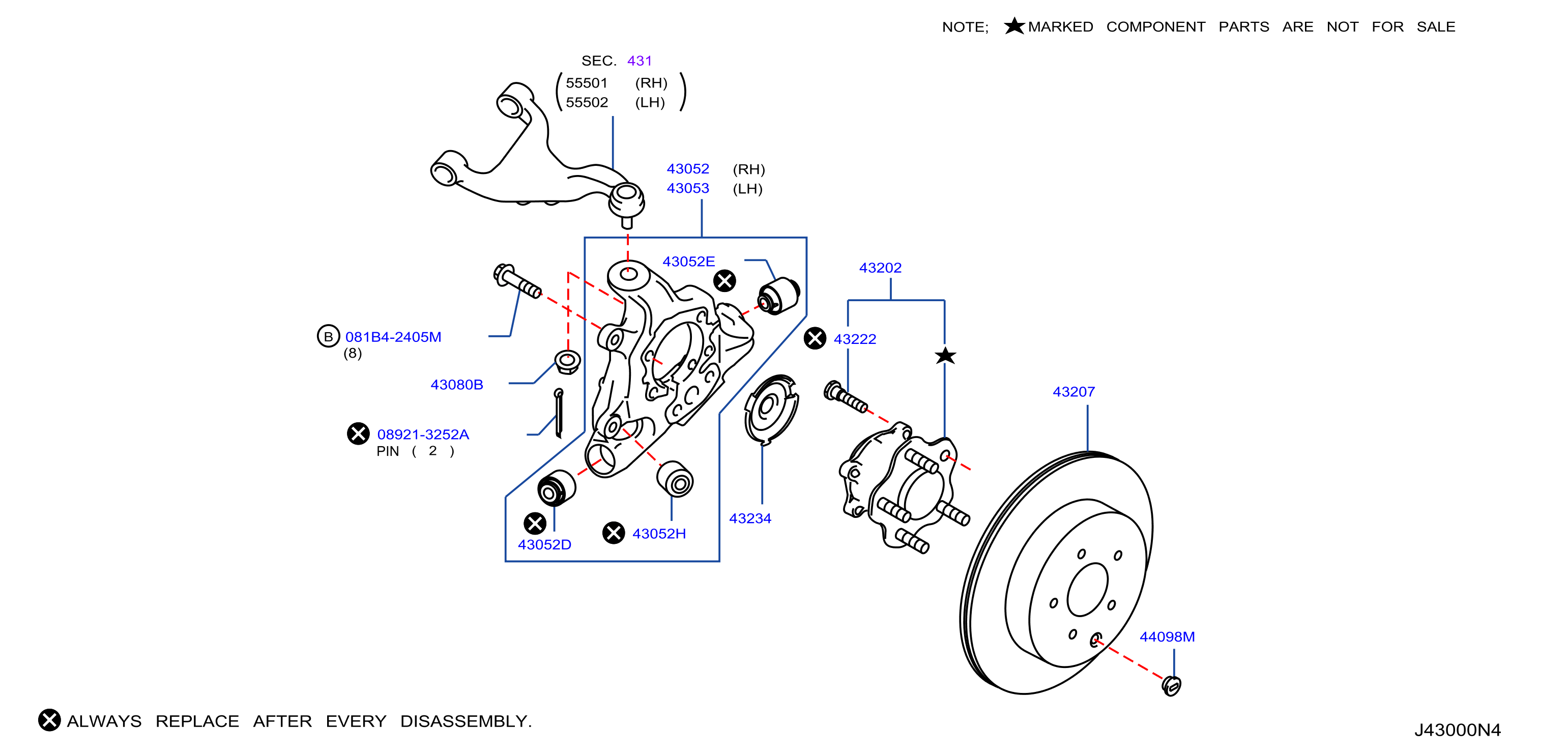 Diagram REAR AXLE for your 2004 Nissan Murano   