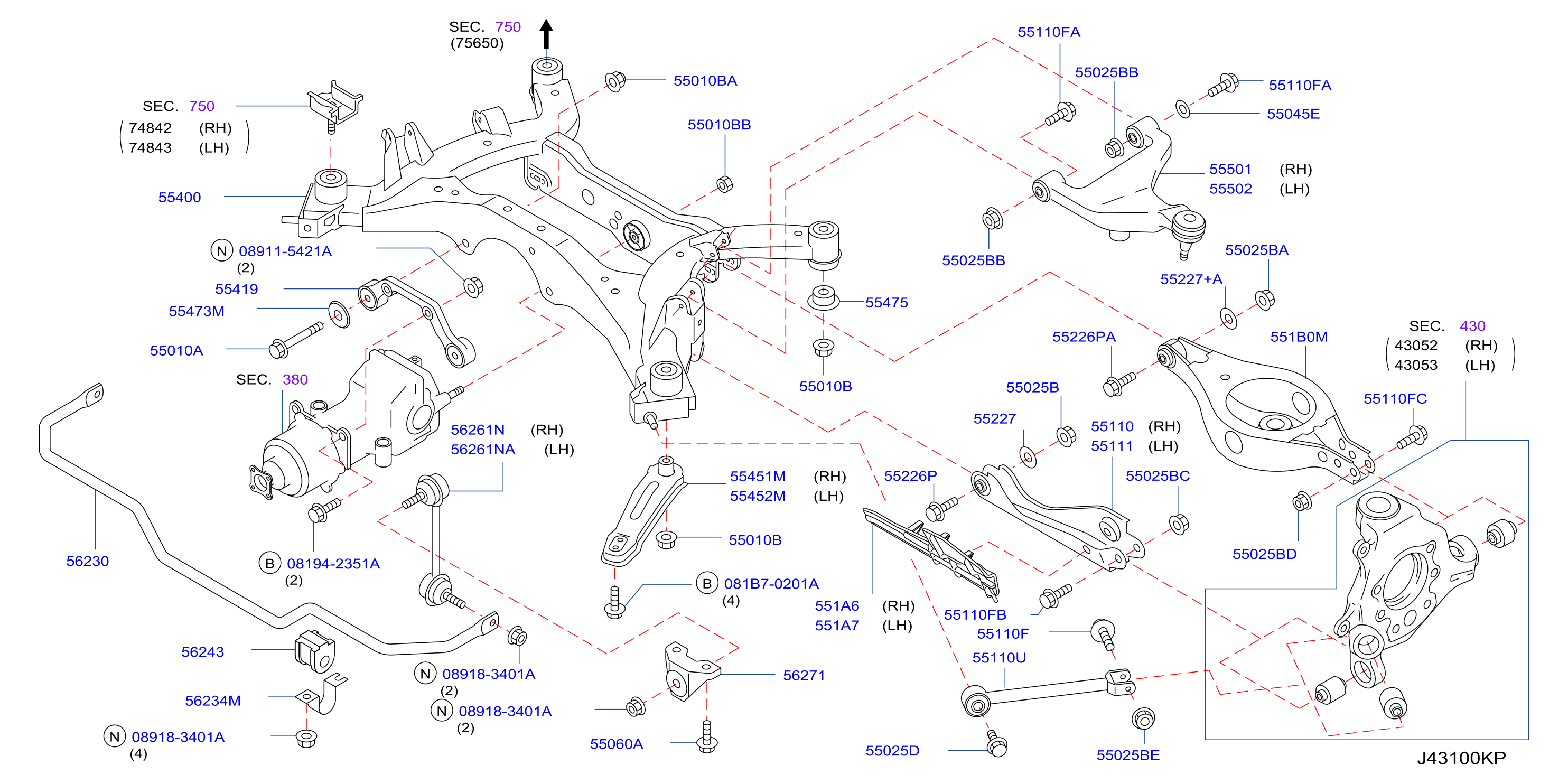 Diagram REAR SUSPENSION for your Nissan Murano  