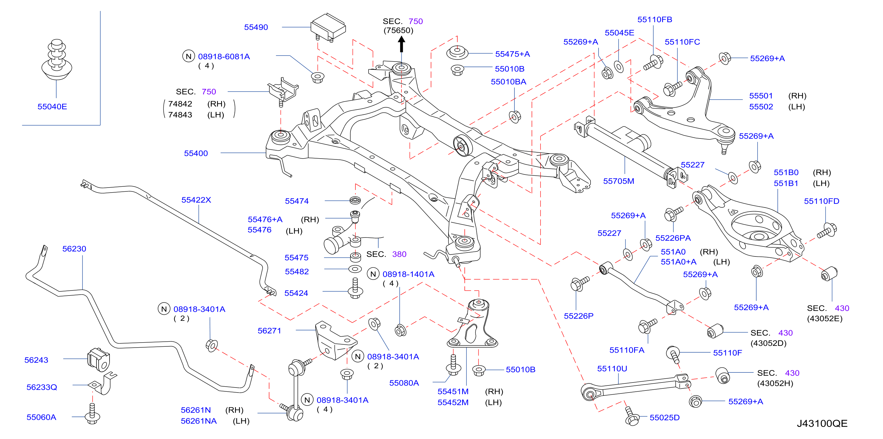 Diagram REAR SUSPENSION for your 2003 INFINITI FX35   