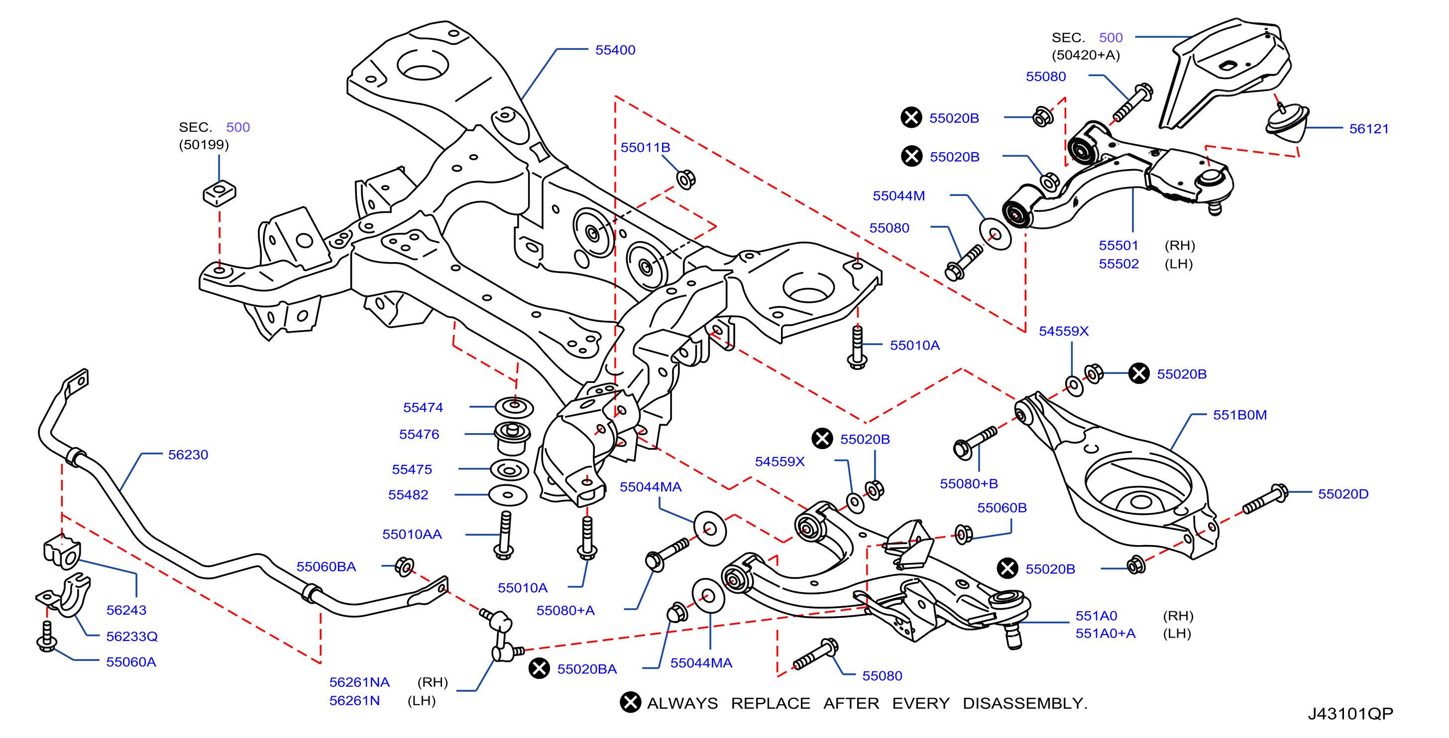 Diagram REAR SUSPENSION for your 2004 INFINITI FX45   