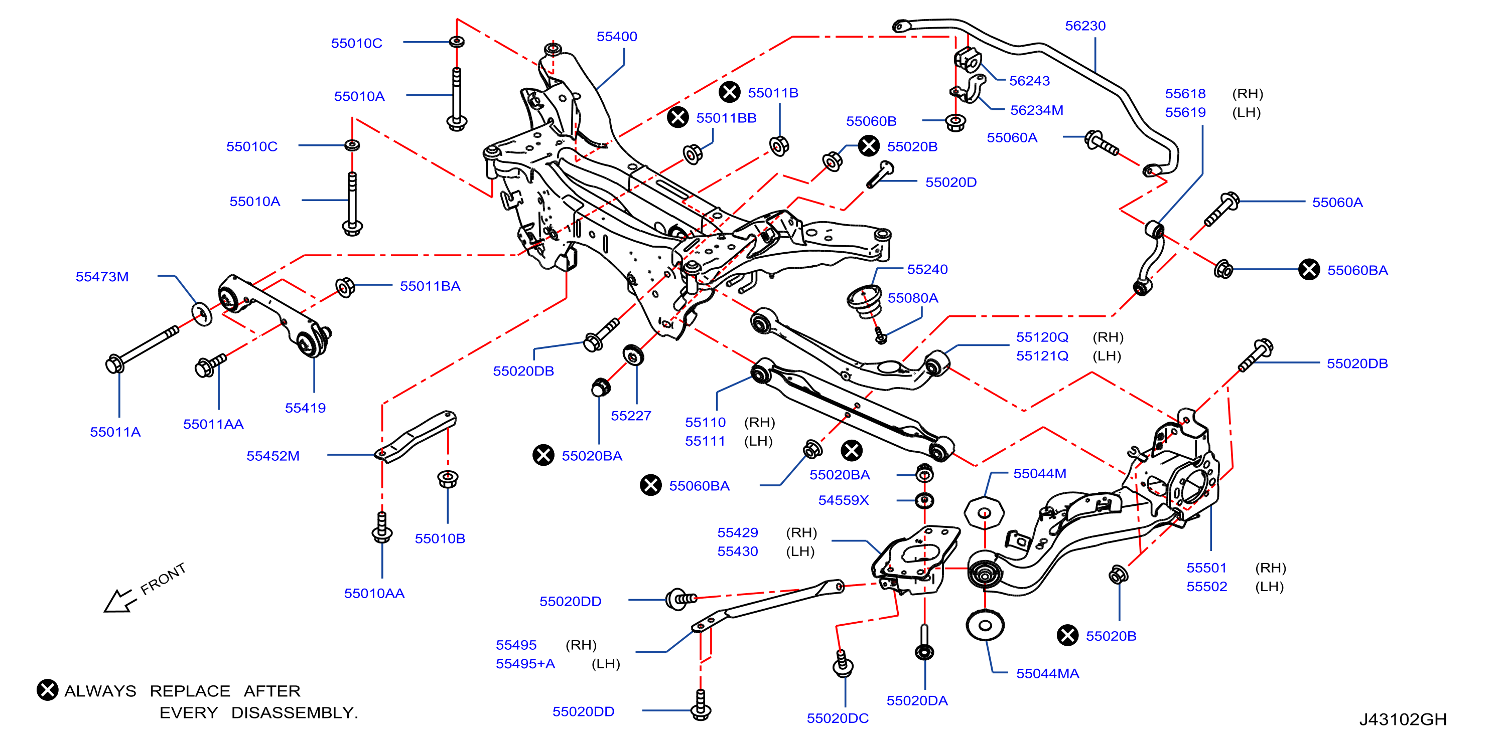 Diagram REAR SUSPENSION for your Nissan Rogue Sport  