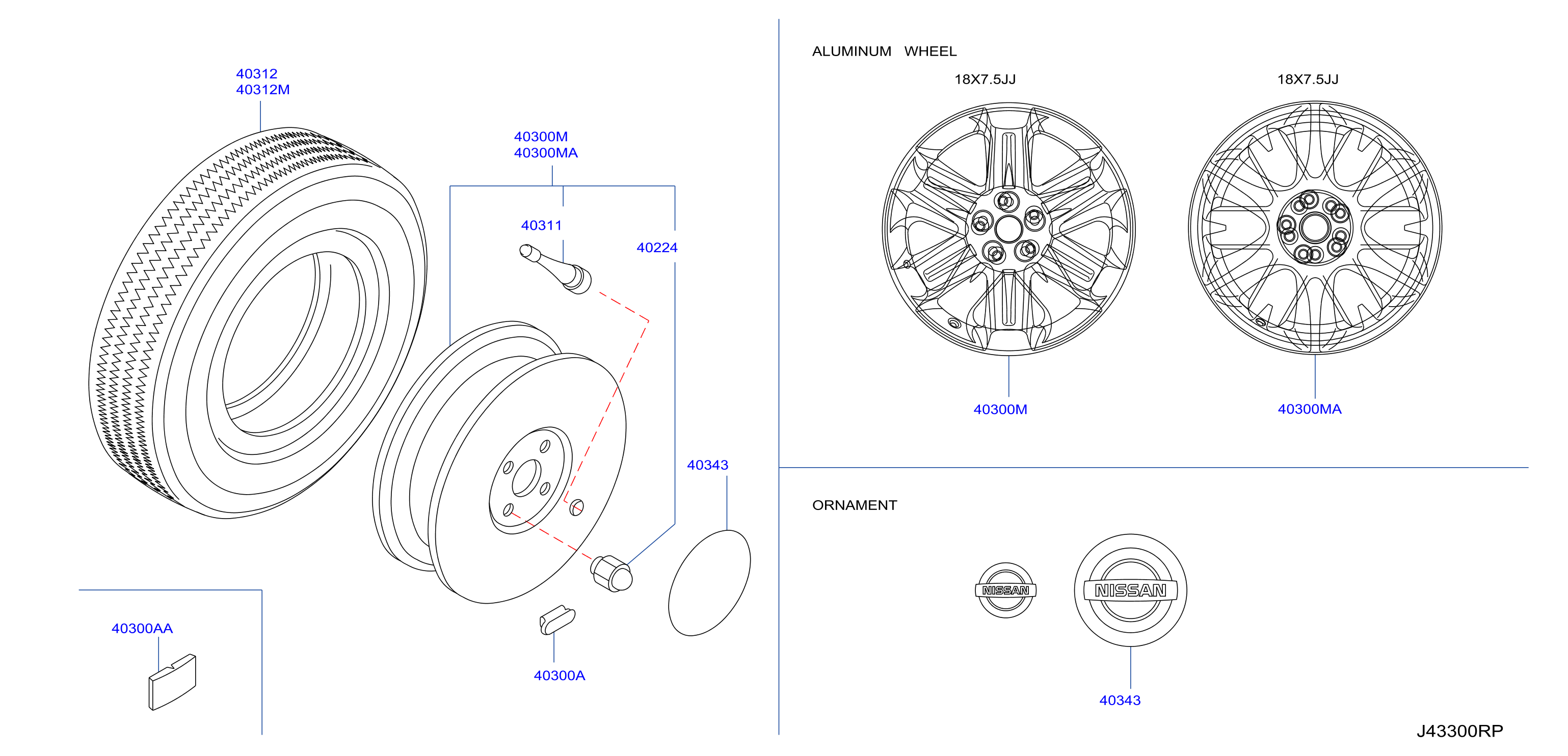 Diagram ROAD WHEEL & TIRE for your Nissan