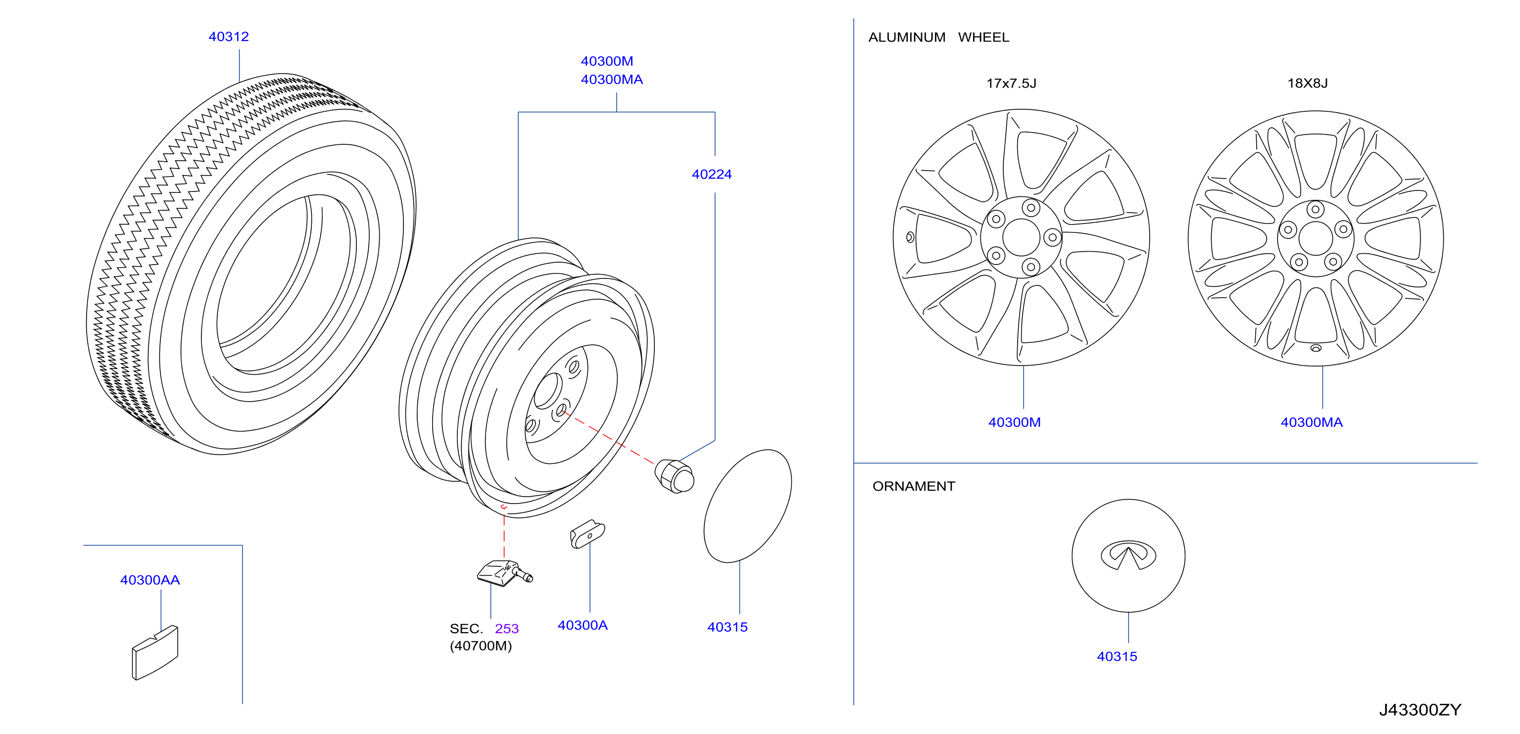 Diagram ROAD WHEEL & TIRE for your 1995 INFINITI