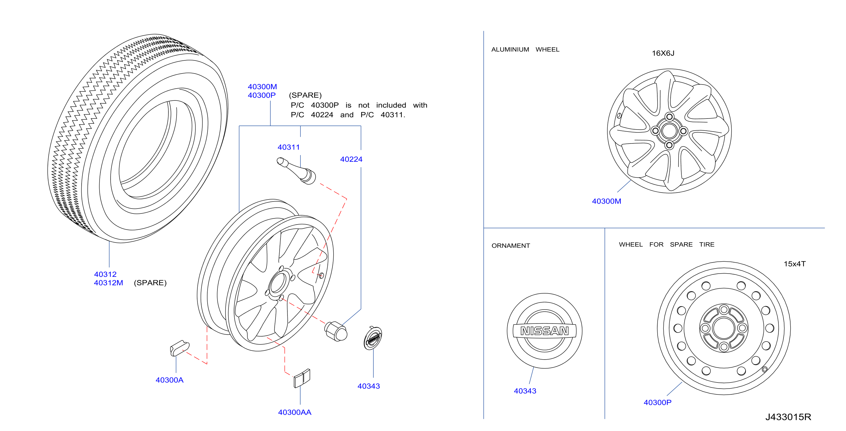 Diagram ROAD WHEEL & TIRE for your Nissan Cube  