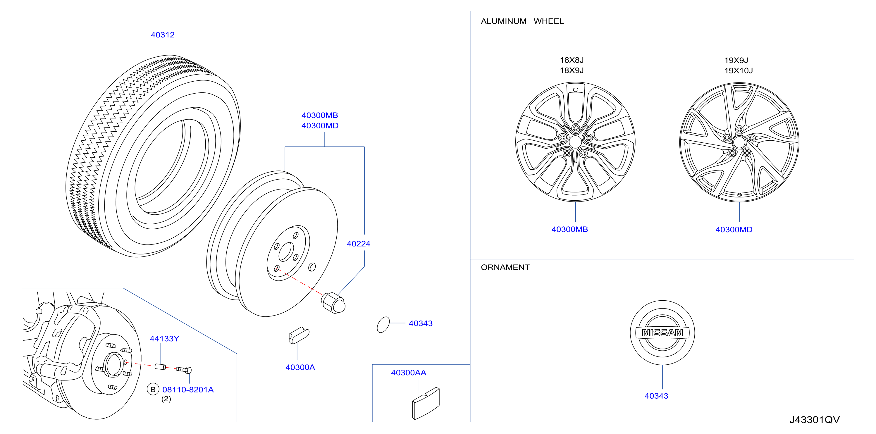 Diagram ROAD WHEEL & TIRE for your Nissan