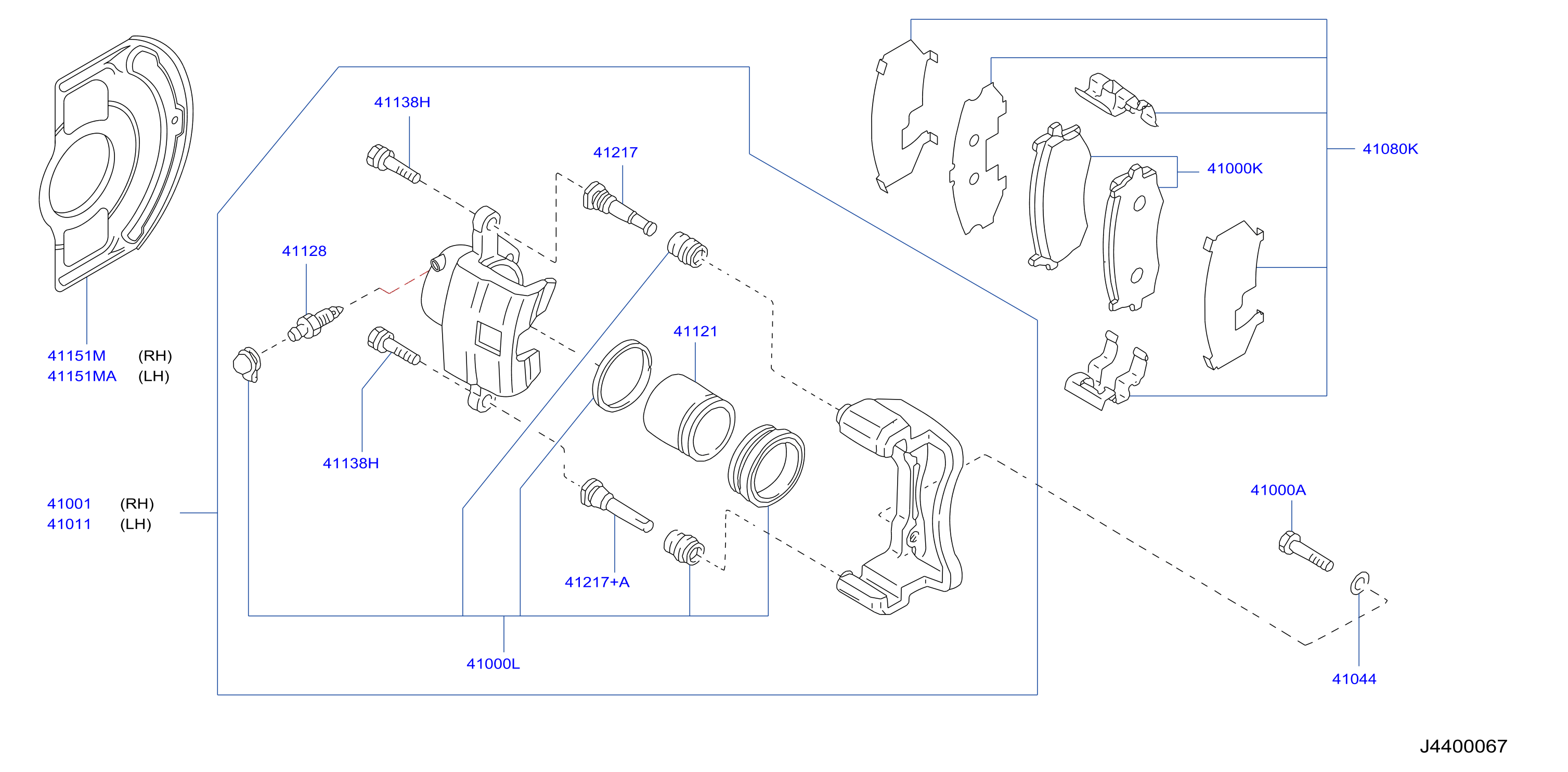 Diagram FRONT BRAKE for your 2000 Nissan Pathfinder SE 3.5L V6 AT P/4WD 