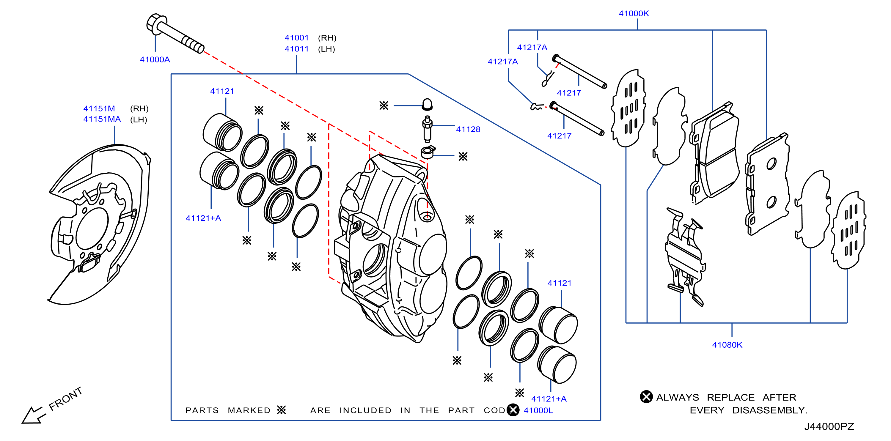 Diagram FRONT BRAKE for your 2010 INFINITI G37X   