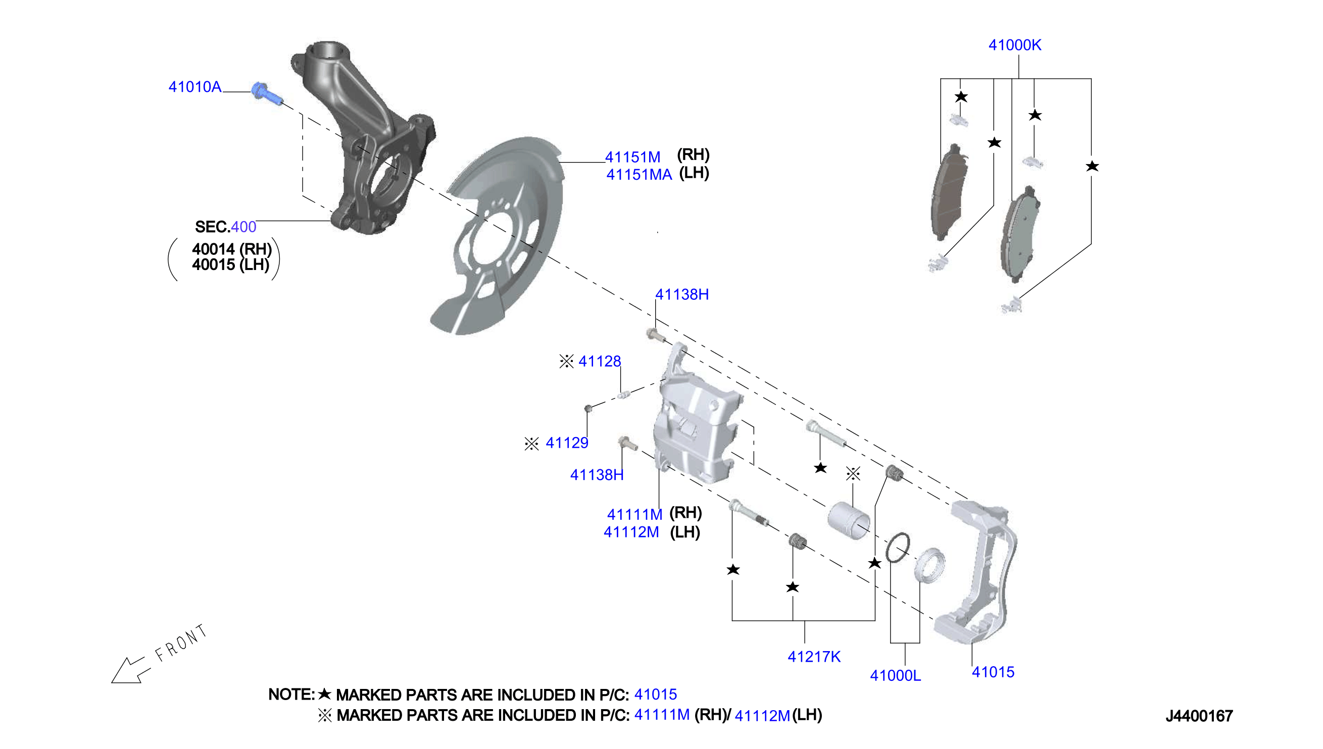 Diagram FRENO DELANTERO for your 2024 Nissan Altima SEDAN SL 2.5L CVT AWD 