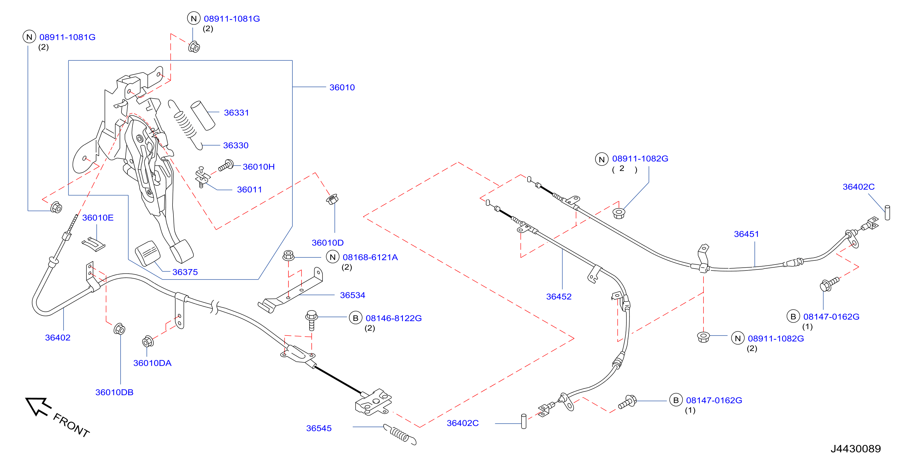 Diagram PARKING BRAKE CONTROL for your 2007 INFINITI FX35   