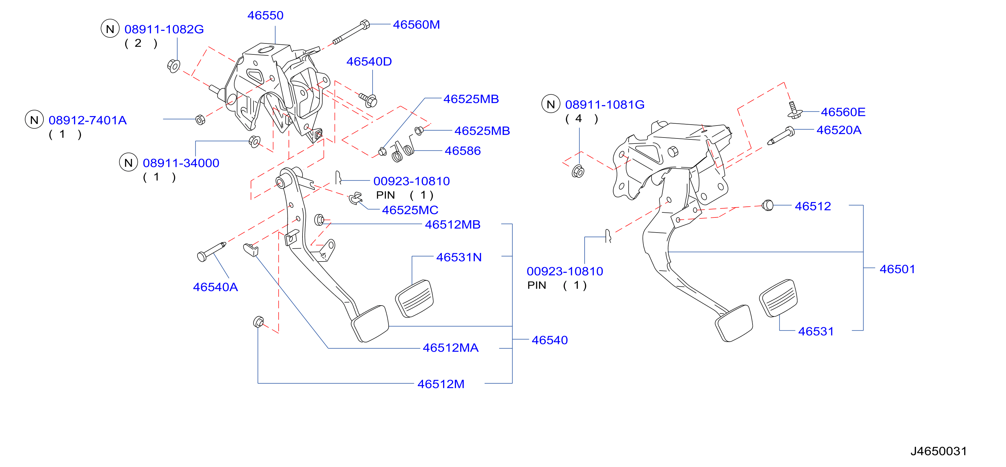 Diagram BRAKE & CLUTCH PEDAL for your 2023 Nissan Altima   
