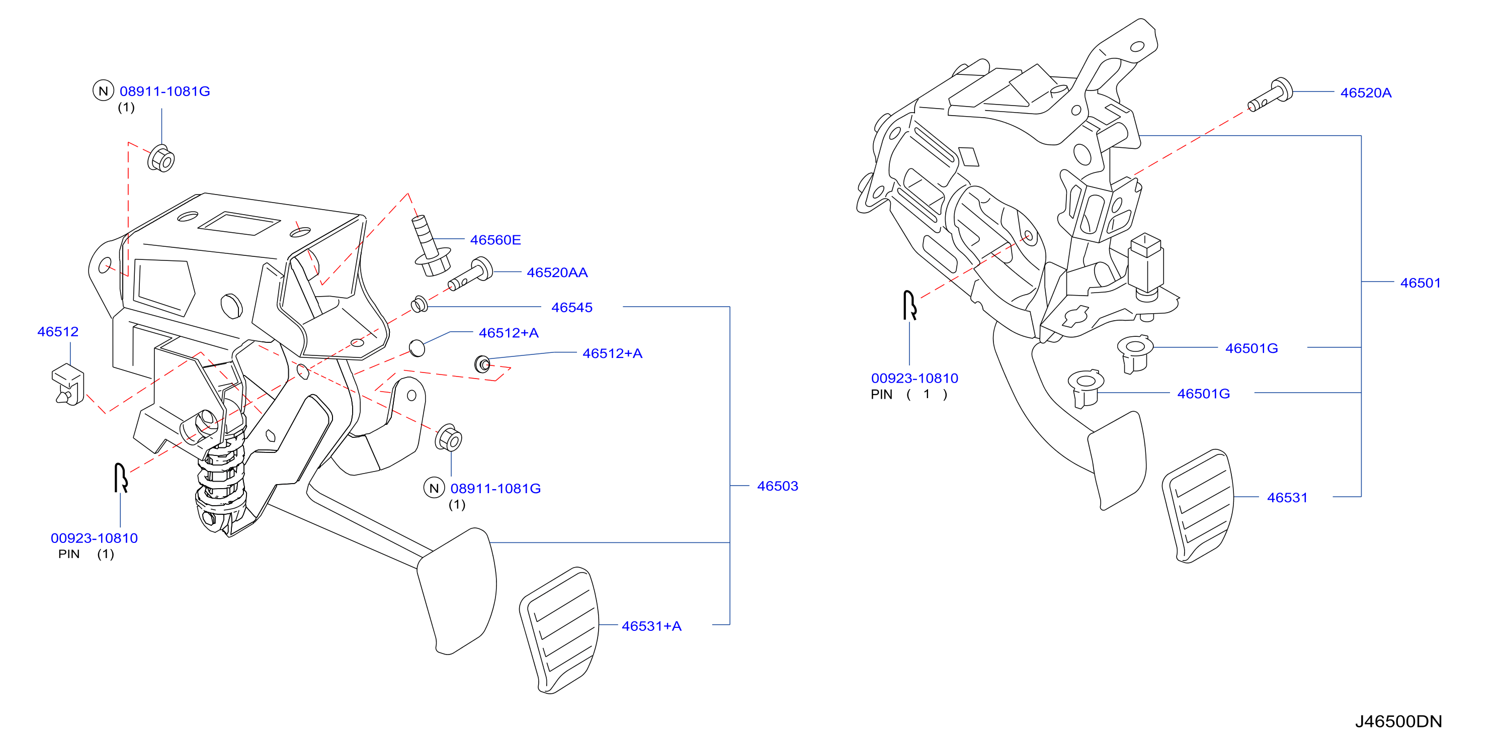 Diagram PEDALES DE FRENO Y DE EMBRAGUE for your 2018 INFINITI JX35   