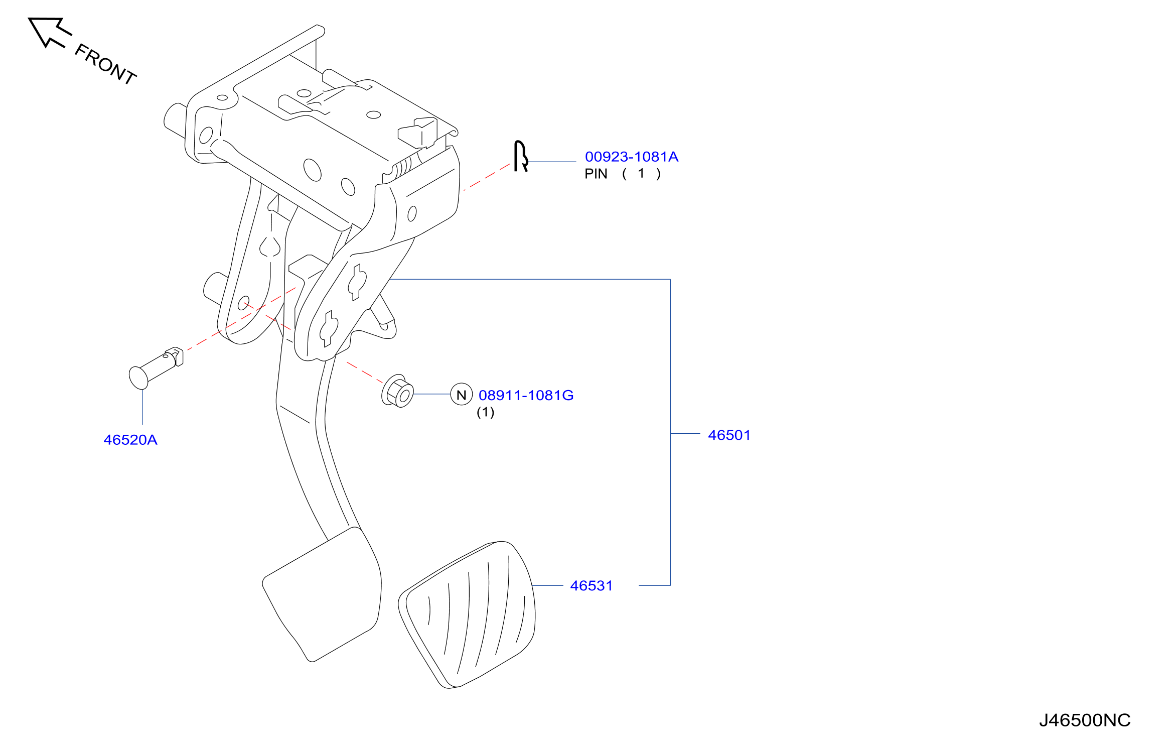 Diagram BRAKE & CLUTCH PEDAL for your 2020 Nissan NVP   