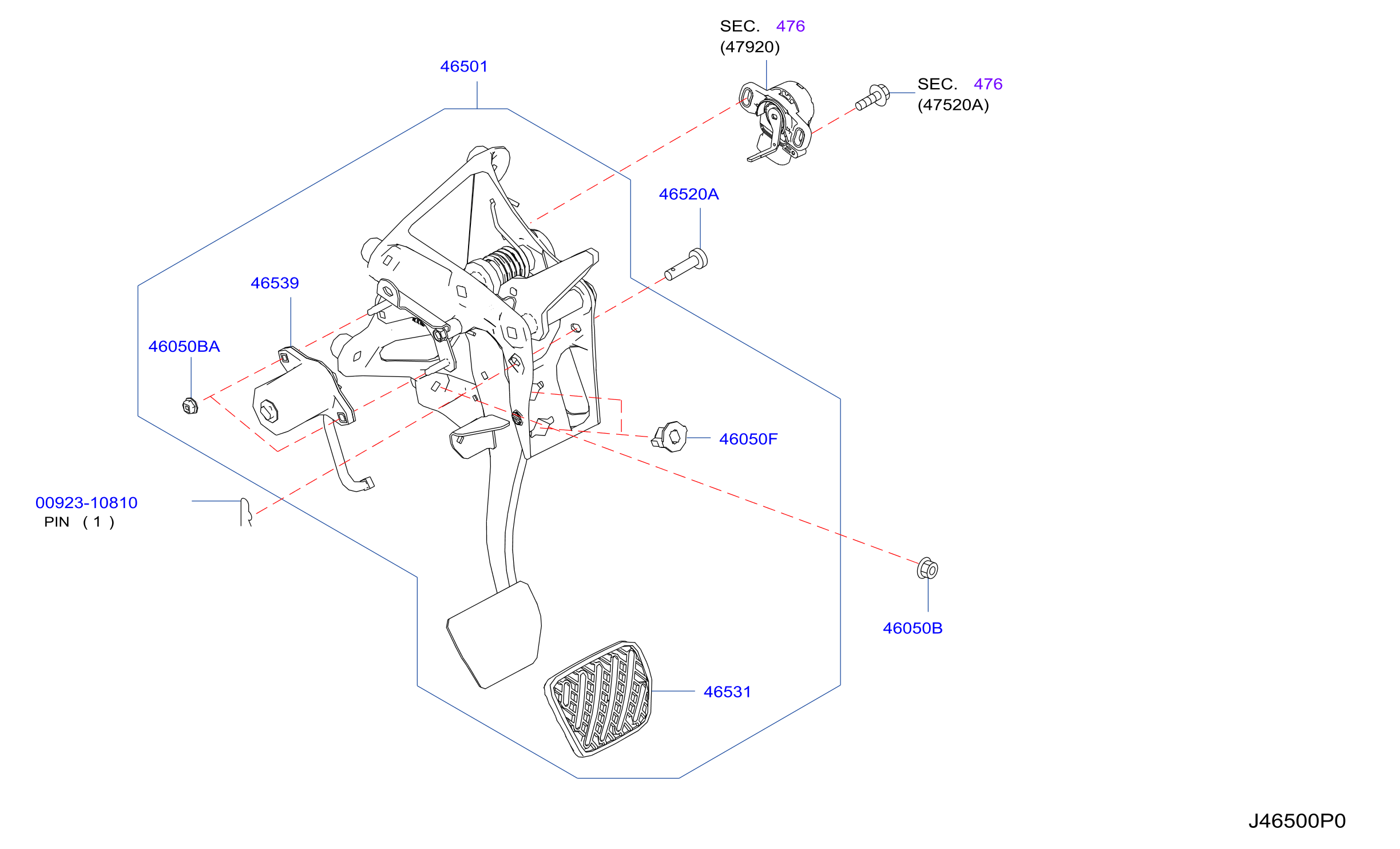 Diagram BRAKE & CLUTCH PEDAL for your 2020 Nissan NVP   