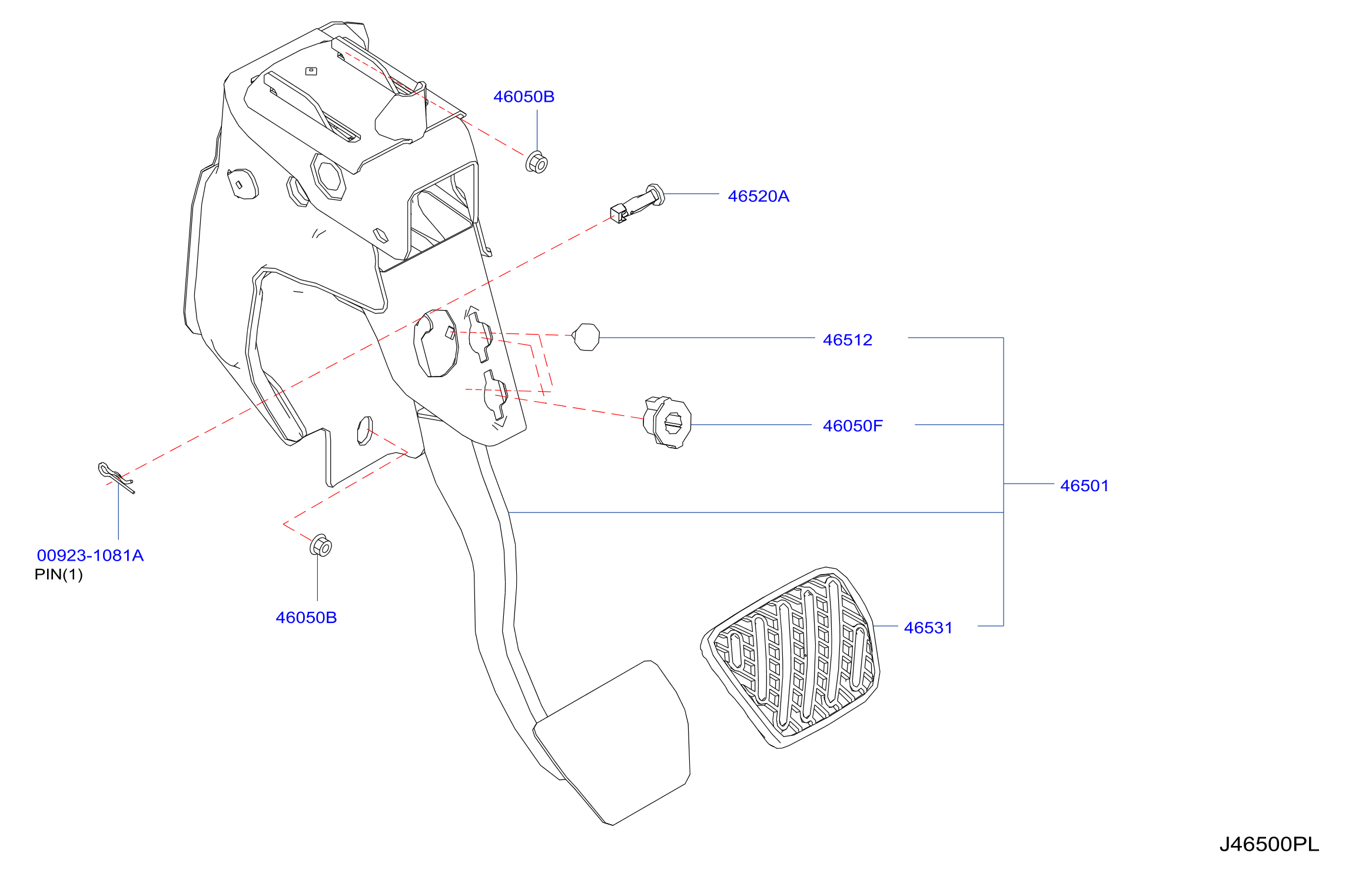 Diagram BRAKE & CLUTCH PEDAL for your 2018 Nissan Kicks   