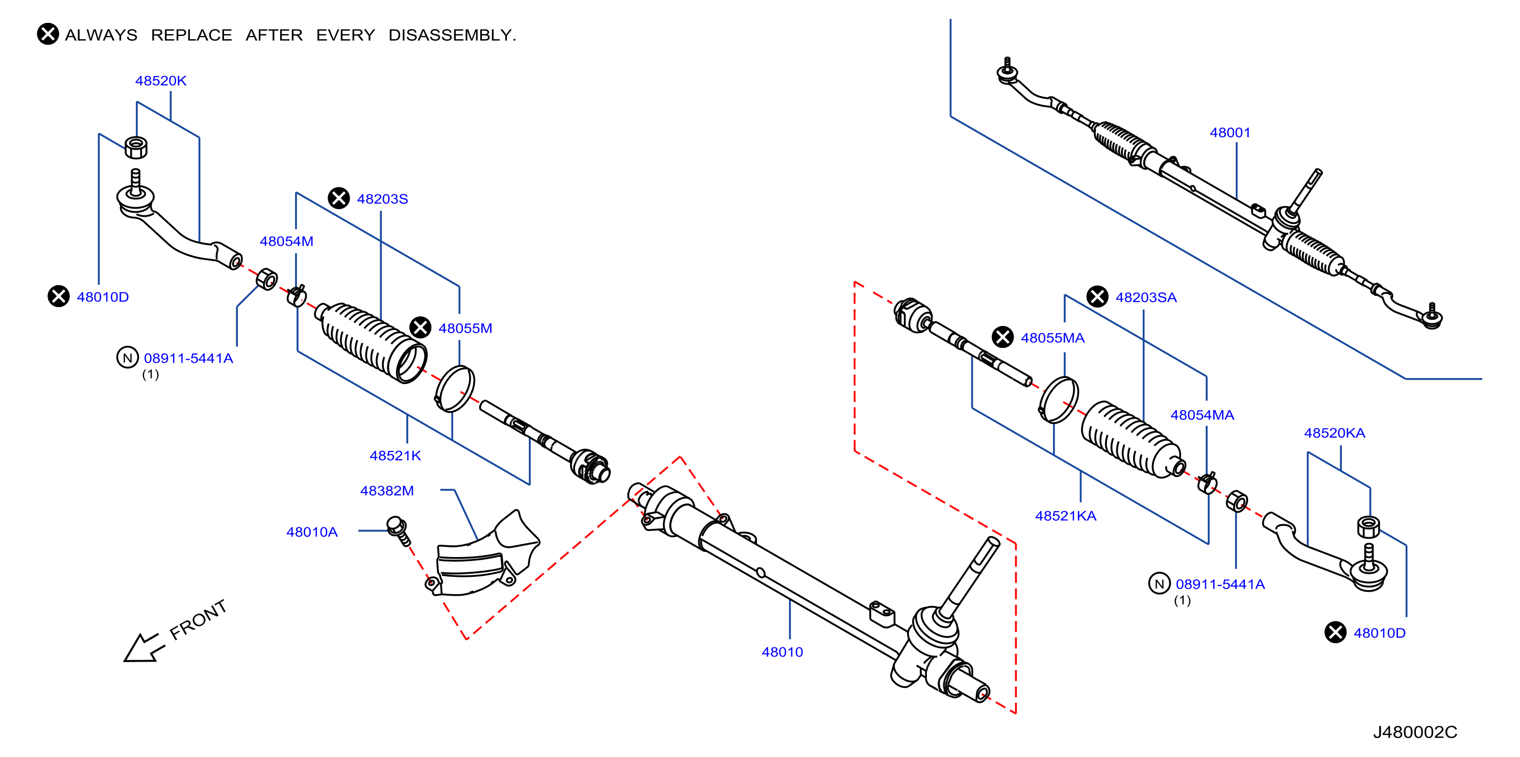 Nissan Rogue Gear and Linkage Power Steering. Rack and Pinion. Service