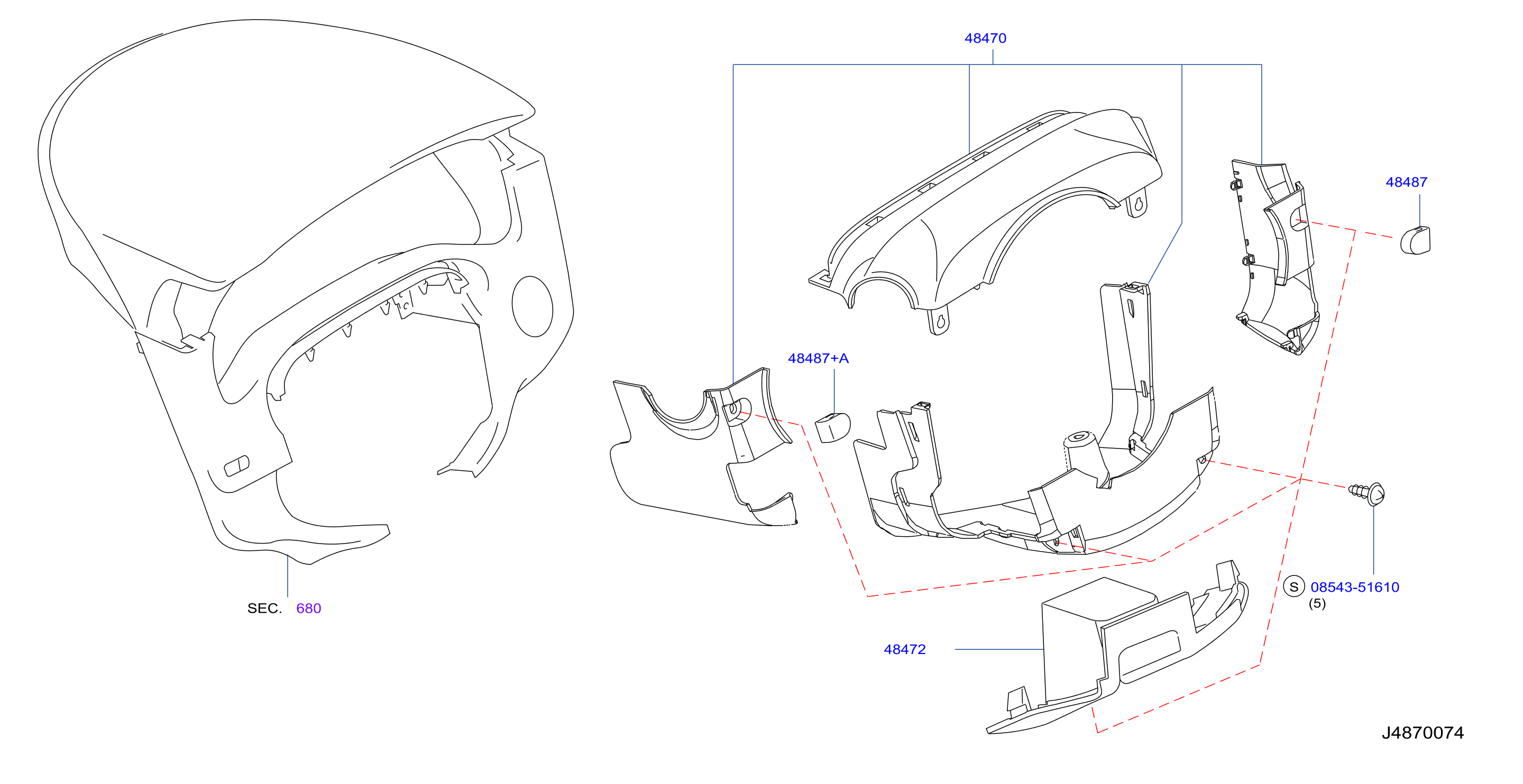 Diagram STEERING COLUMN SHELL COVER for your 1995 INFINITI G20   