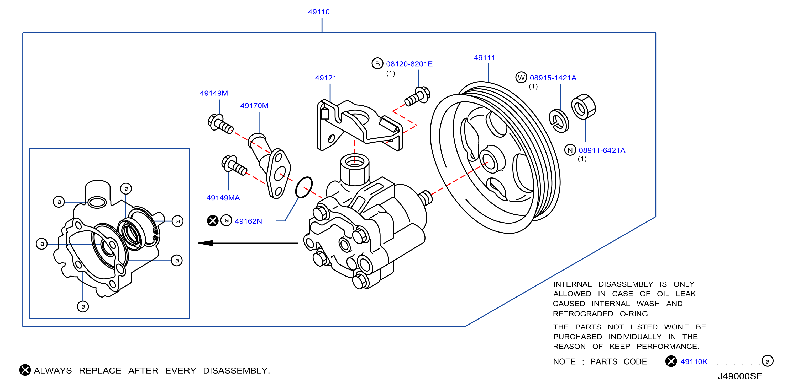 Diagram POWER STEERING PUMP for your 1993 Nissan Pathfinder   